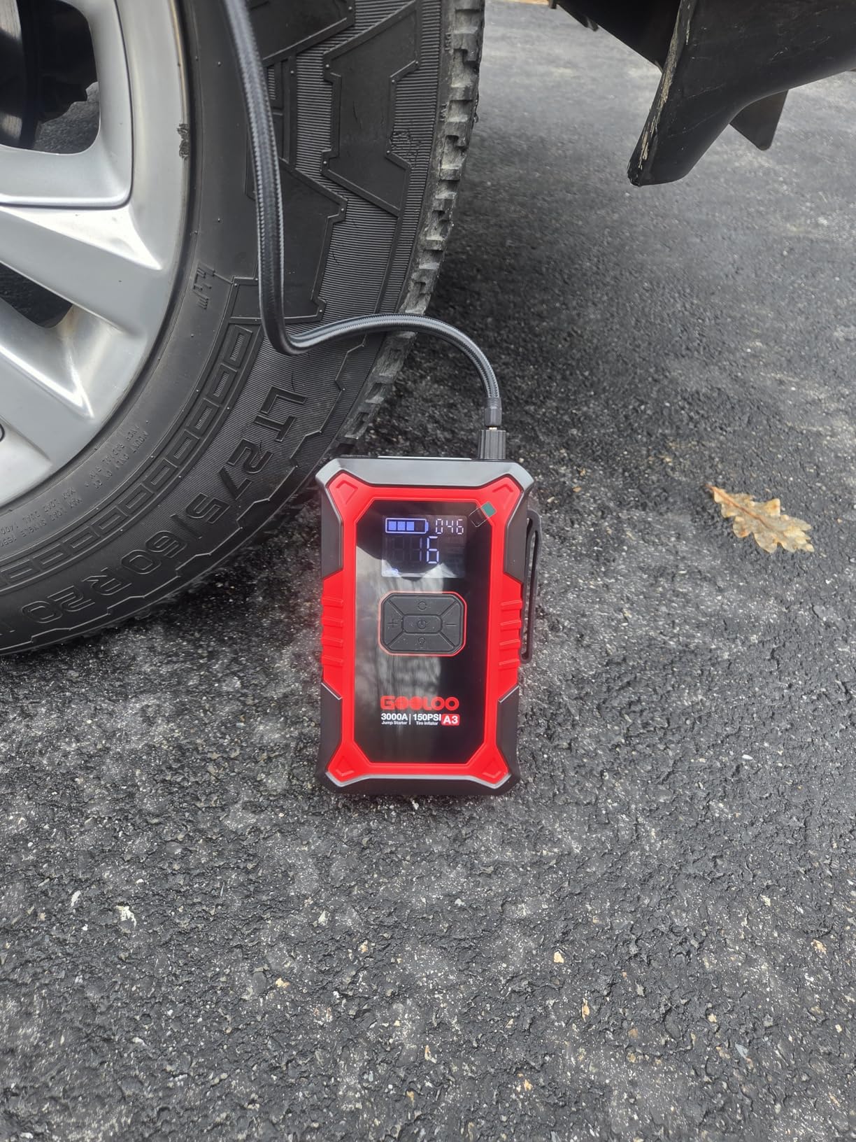 GOOLOO A3 Jump Starter with Air Compressor, 3000A Portable Car Battery Booster (9.0 Gas/6.5L Diesel) with 150PSI Auto-Shutoff Tire Inflator, 12V Supersafe Lithium Jump Box customer photo 2