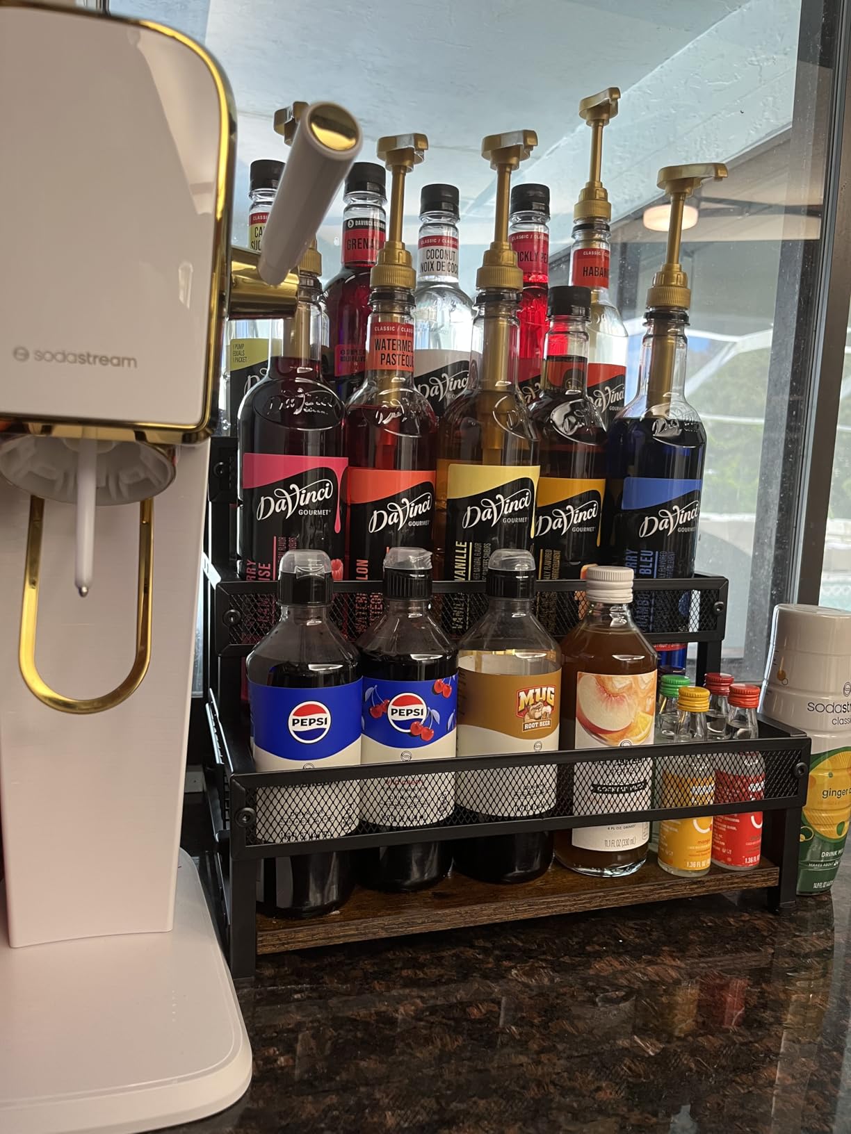 3 Tier Coffee Syrup Rack Organizer, 12 Water Bottles Holder Stand Liquor Cabinet Storage, Wine Rack Countertop Storage Rack Coffee Bar Cabinet for Kitchen customer photo 1