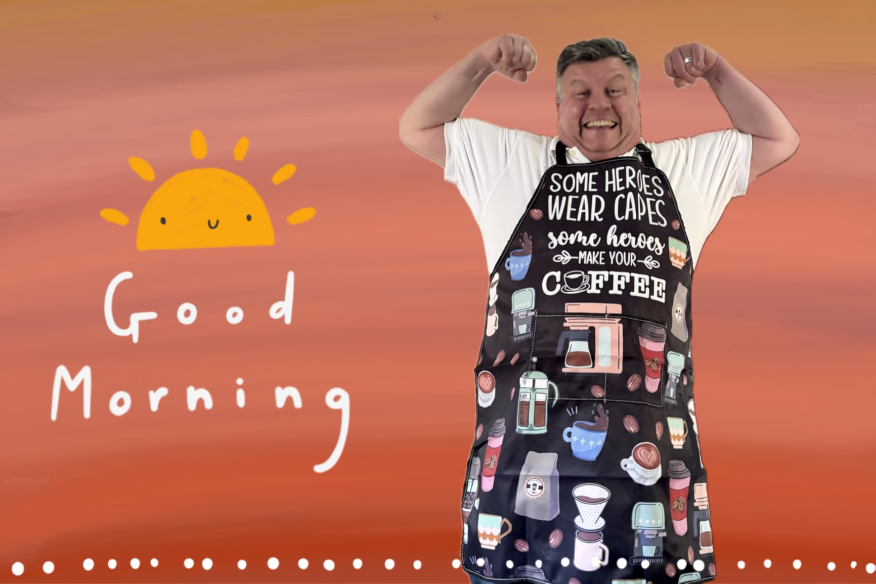JXGZSO Barista Apron - Coffee Themed Aprons for Server, Some Heroes Make Coffee customer photo 1