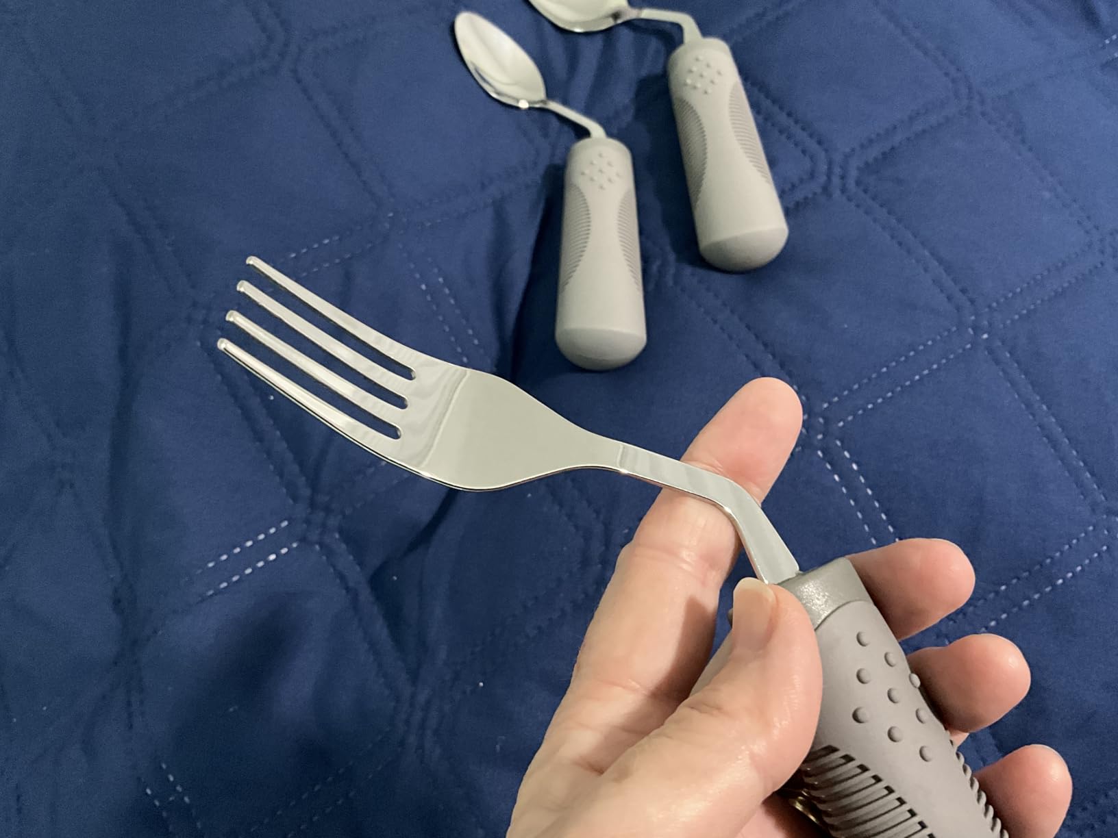 4-Piece Adaptive Utensils Set - 42° Angled Parkinsons Utensils, 2.5 oz Weighted Silverware for Hand Tremors customer photo 2