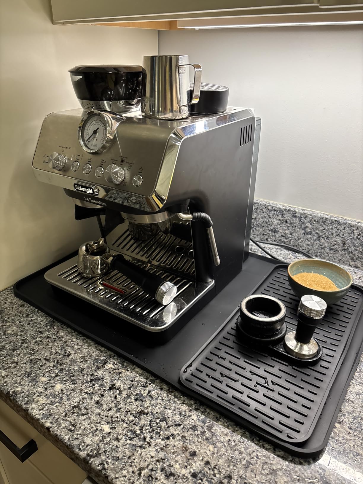 Silicone Coffee Mat, 24x16 Bar Mat with Detachable Dish Drying Mat - Fits Under Coffee Maker and Dish Rack customer photo 1