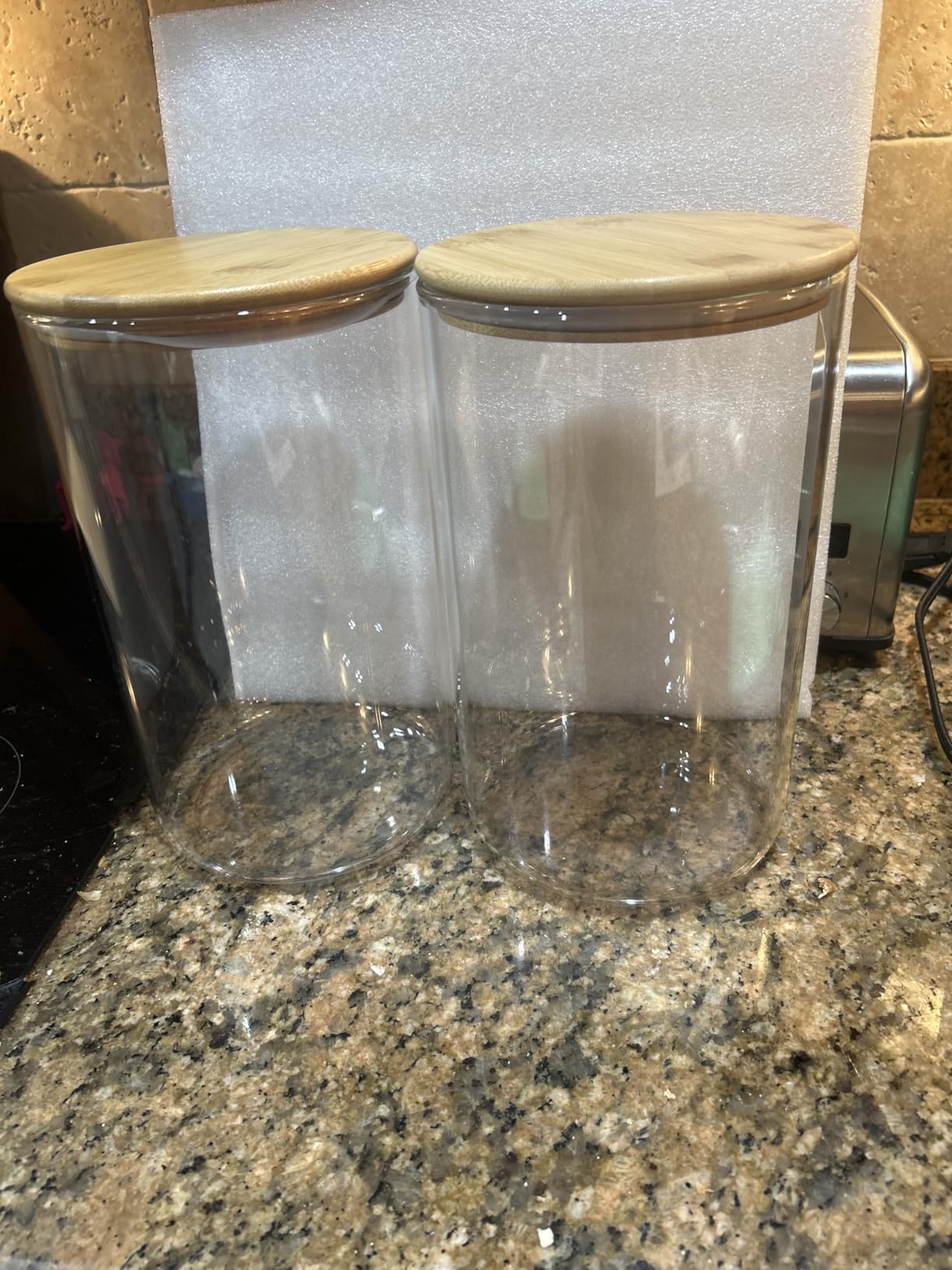32oz - 4 Pack Glass Jars with Bamboo Lids, Glass Pantry Storage Containers with Airtight Lids, Round Air Tight Food Storage Canisters for Cereal, Pasta, Flour, Sugar, Rice customer photo 1