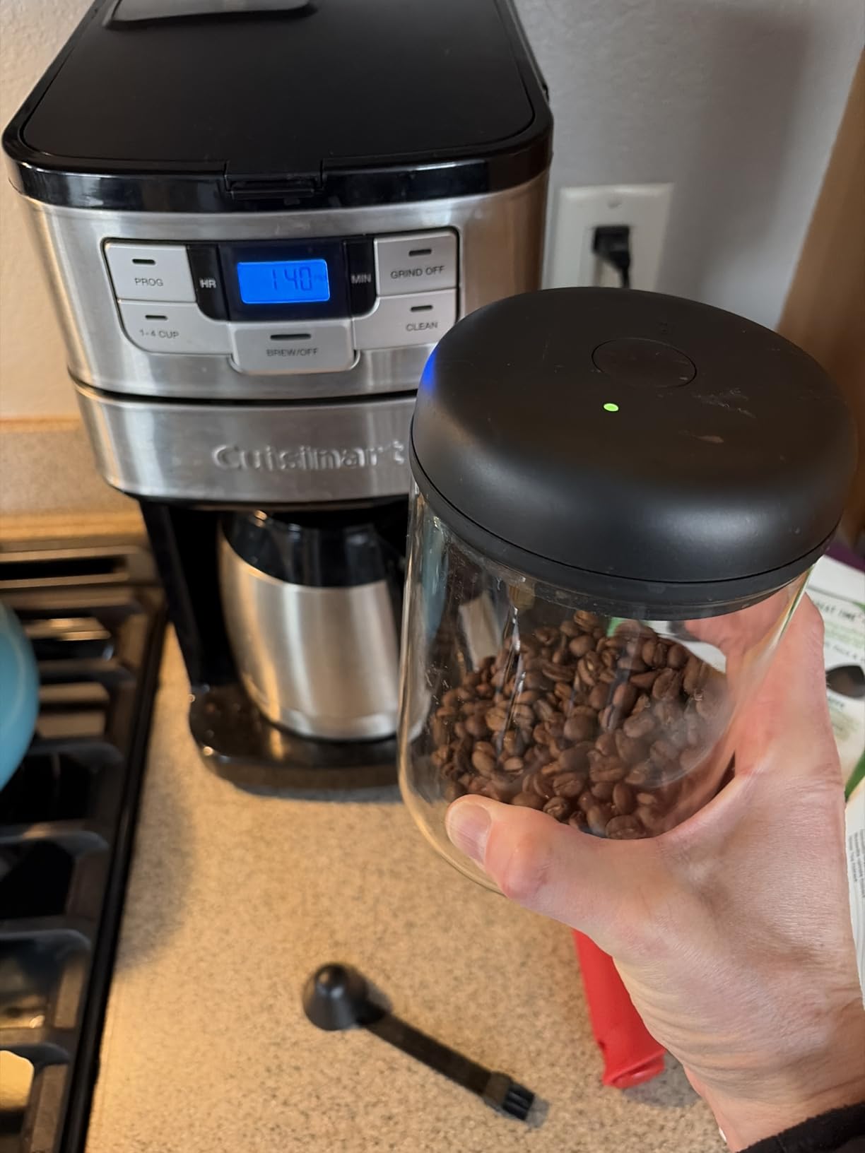 Fellow Atmos Electric Vacuum Canister & Storage Container - Airtight Coffee & Food Storage Containers - (Matte Black, 1.2 Liter) customer photo 2