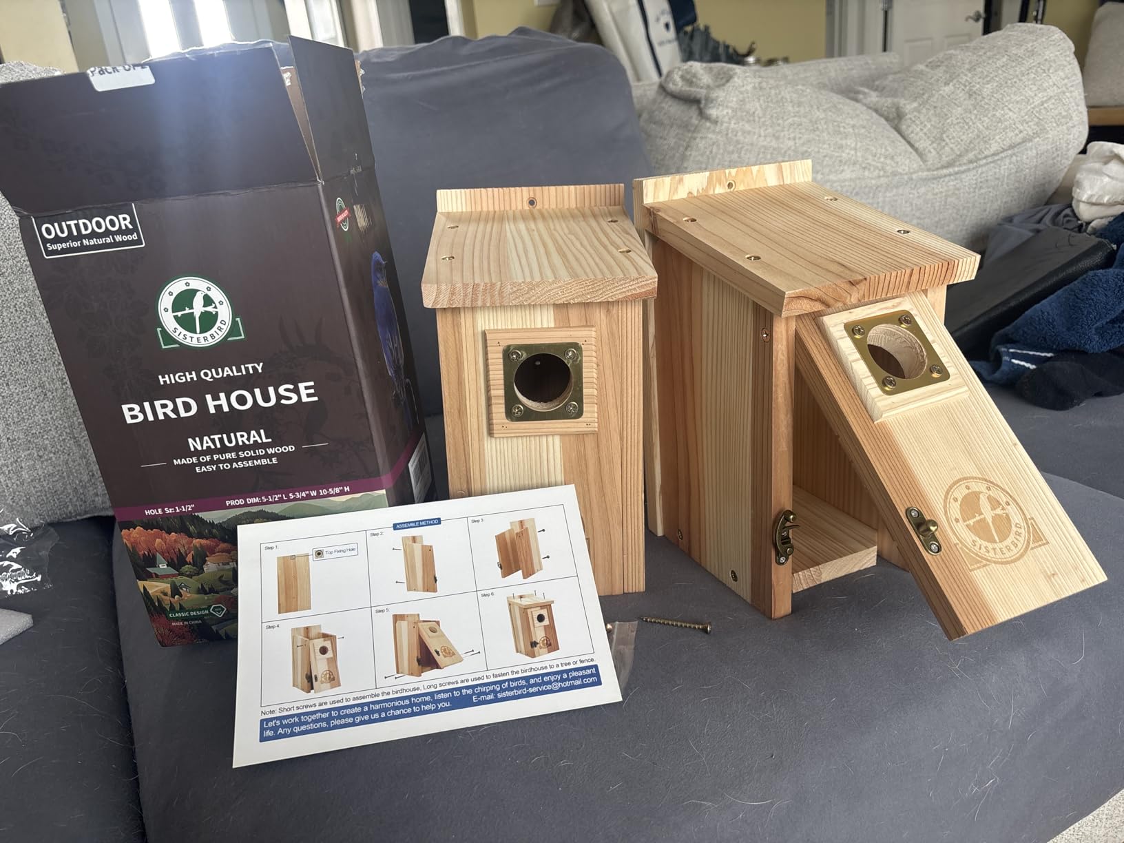 2 Pack Bird Houses for Outside Clearance with Copper Guard, Cedar Bird House Outdoor customer photo 1