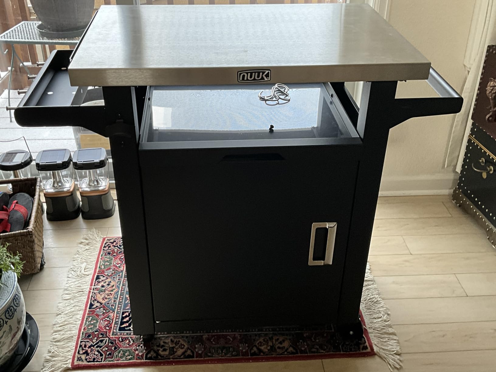 NUUK Outdoor Grill Cart with Storage Cabinet Metal Kitchen Island Prep Table with Wheels and Stainless Steel Top customer photo 1
