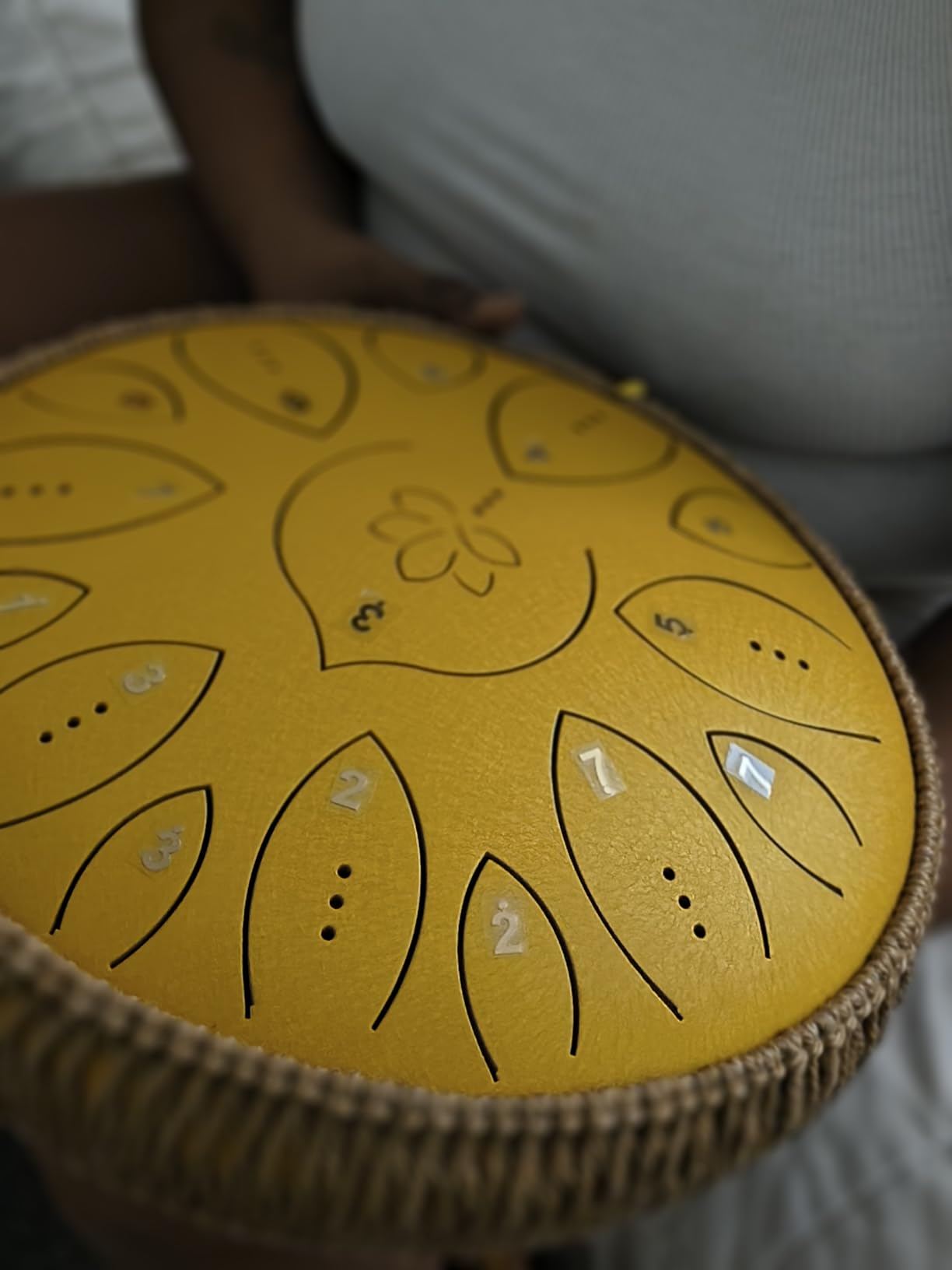 Steel Tongue Drum - 14 Inch 15 Note Tongue Drum - Hand Pan Drum with Music Book, Handpan Mallets and Carry Bag, C Major, Malachite Green customer photo 2