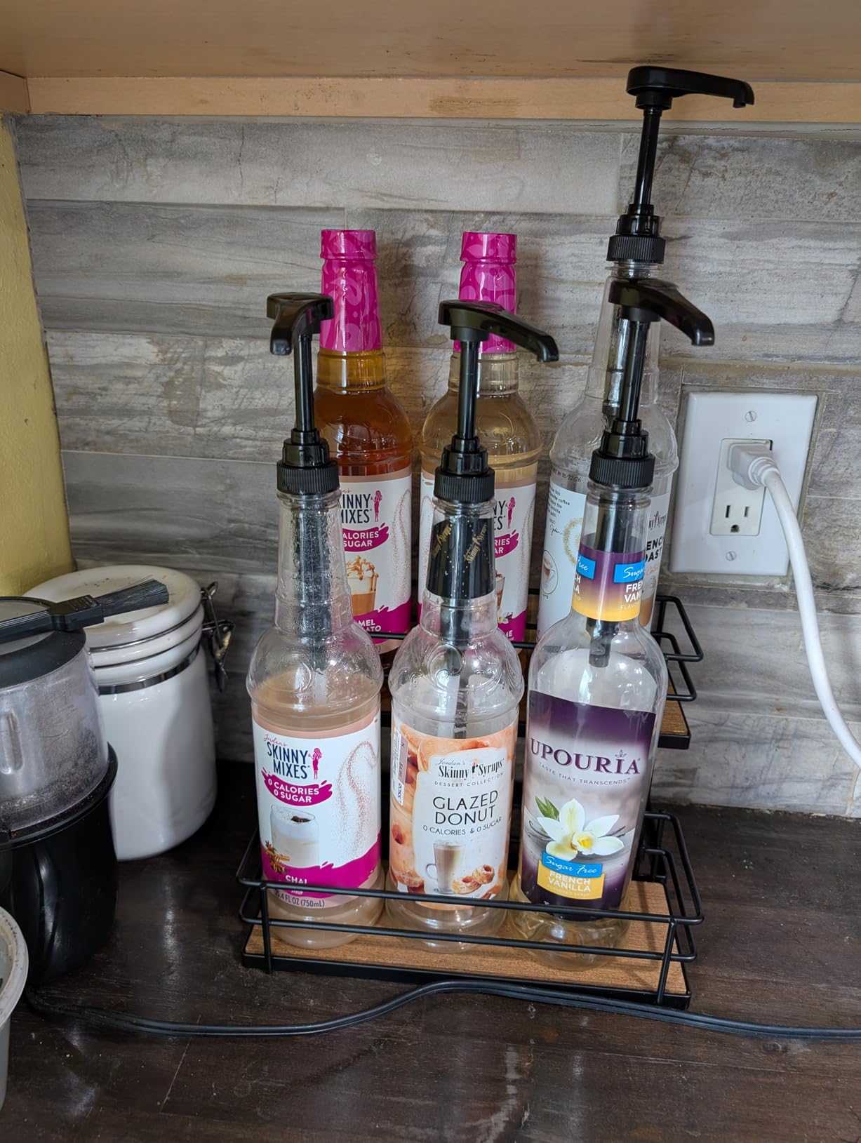 THYGIFTREE Coffee Syrup Rack Organizer 6 Bottle Syrup Holder Stand, 2-Tier Bottle Rack Storage Shelf for Kitchen Coffee Bar Station, Tabletop Bottle Display customer photo 1