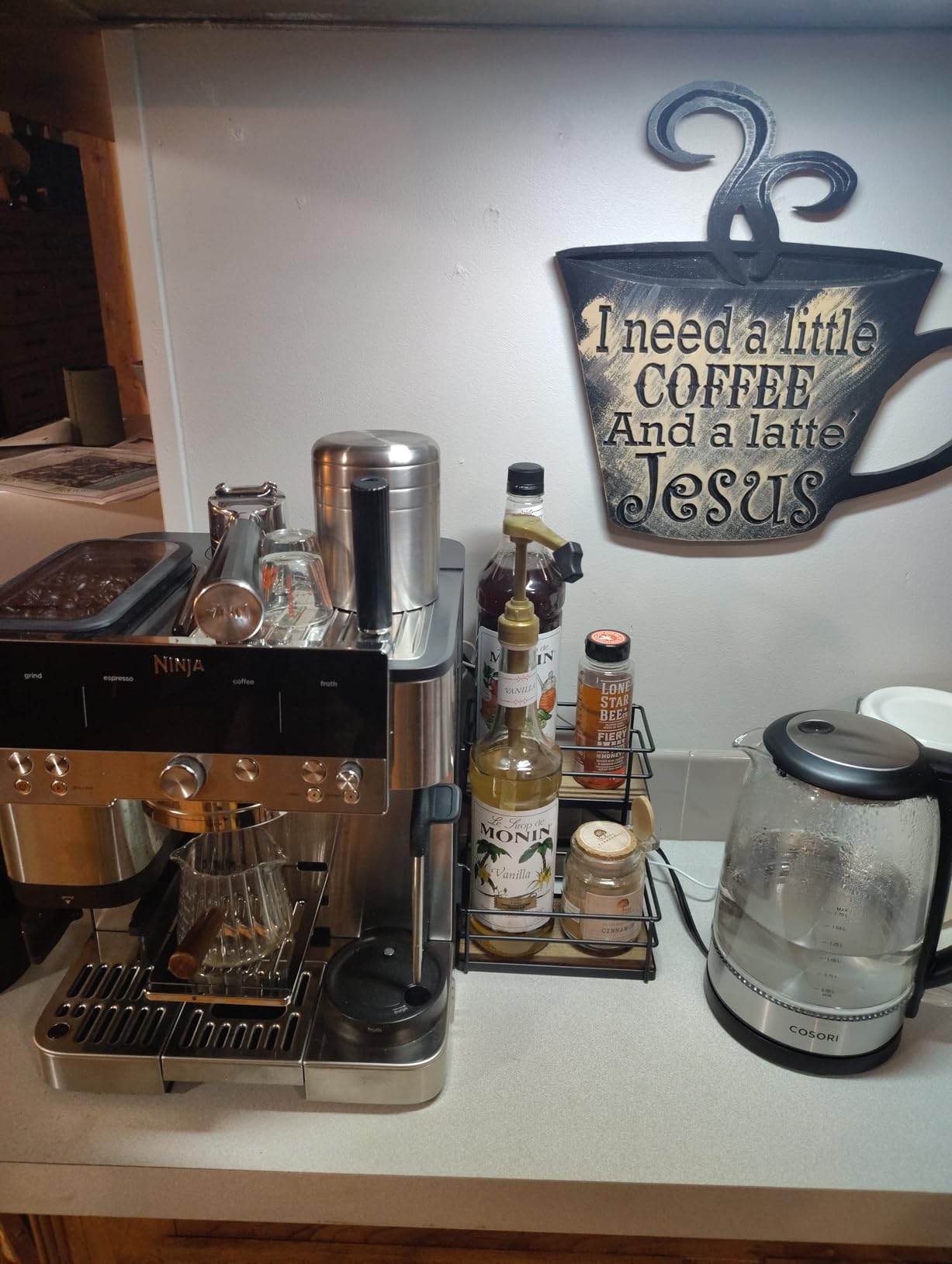THYGIFTREE Coffee Syrup Rack Organizer 4 Bottle Syrup Holder Stand 2-Tier Storage Shelves for Kitchen Coffee Bar Station customer photo 2