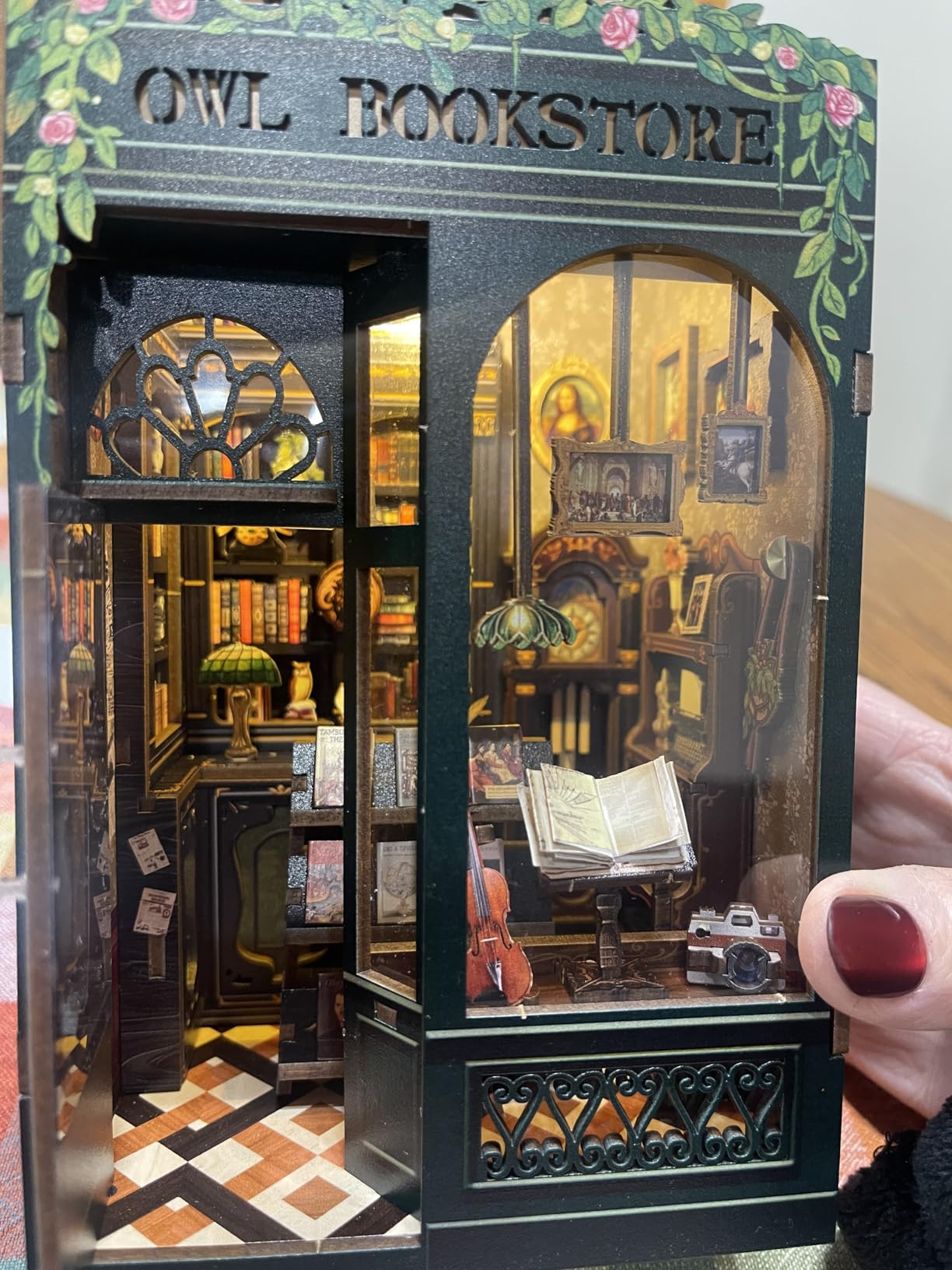 CUTEBEE Book Nook Kit - DIY Miniature House Kit for Adults, Teens and Beginners, Dollhouse Booknook Library Tiny House Bookshelf Decor 3D Wooden Puzzle customer photo 1