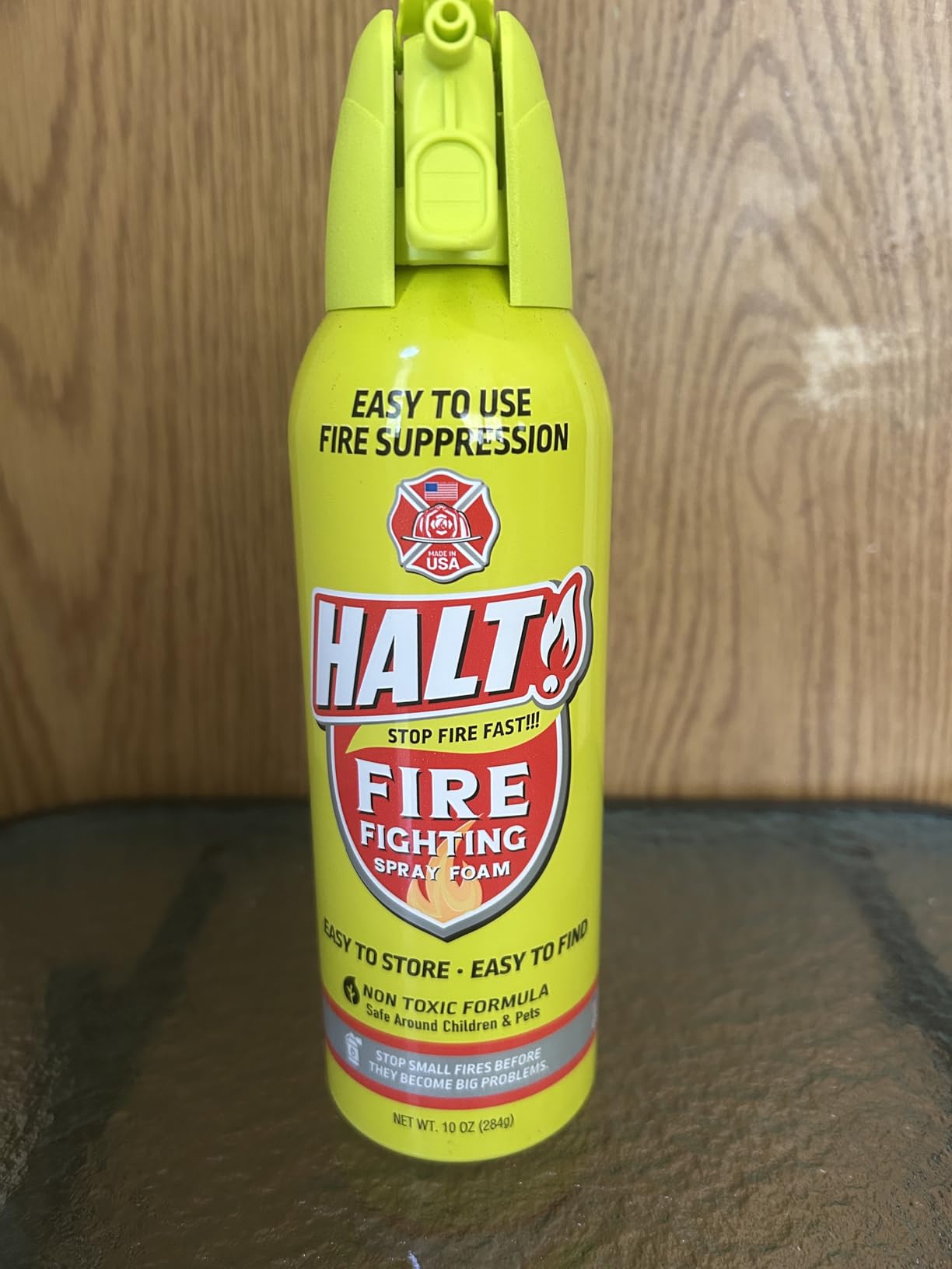HALT! 10oz Fire Safety Spray - Non-Toxic, PFAS-Free Handheld Fire Suppressor - Easy to Use, Store & Find - Compact & Portable for Home, Kitchen, Car, BBQ, Camping & Tailgate - Made in USA (Single) customer photo 2