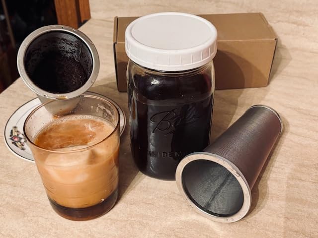 Fermus Cold Brew Coffee Filter for 64oz / 2Quart Wide Mouth Mason Jar Infuser 304 Stainless Steel Strainer with Seal Ring Design for Grounds Tea Fruit Coffee Filter customer photo 2