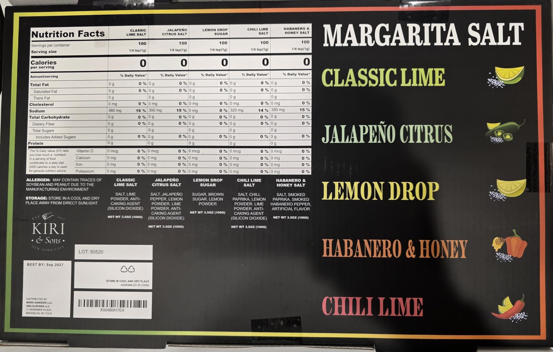 5-Pack Premium Margarita & Cocktail Flavored Salt Rimmer, Variety Set 3.5oz - Chili Lime, Lemon Drop Sugar, Lime, Habanero & Honey, Jalapeno Citrus - No Silicon Dioxide, Easy Screw-On Lid, Kiri & Sons customer photo 1