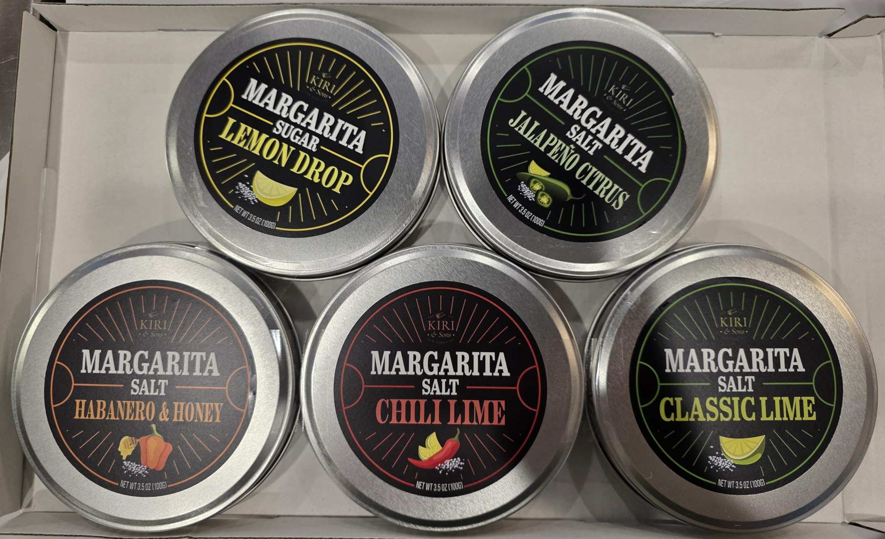 5-Pack Premium Margarita & Cocktail Flavored Salt Rimmer, Variety Set 3.5oz - Chili Lime, Lemon Drop Sugar, Lime, Habanero & Honey, Jalapeno Citrus - No Silicon Dioxide, Easy Screw-On Lid, Kiri & Sons customer photo 2