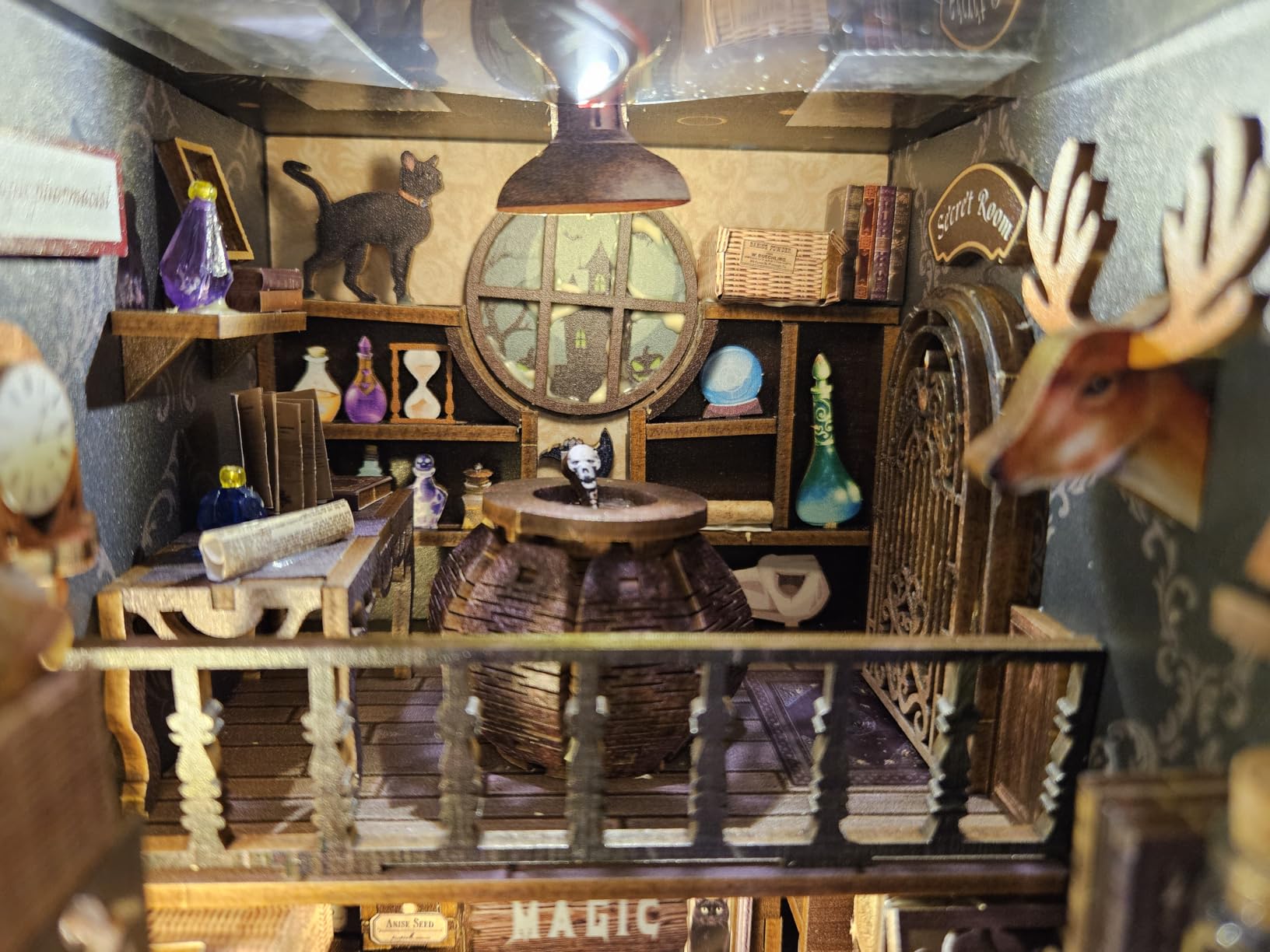 Fsolis Book Nook Kit, Booknook 3D Wooden Puzzles for Adults DIY Bookshelf Diorama Miniature Kit Mini House Building, Bookshop Model Bookish Gifts for Book Lovers Readers Book Worms (OWL Bookstore) customer photo 2