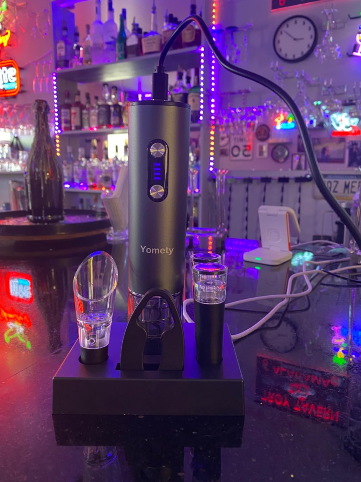 Electric Opener Set With Base, Accessories Including Rechargeable Corkscrew, Aerator, Stoppers and Foil Cutter - Perfect Gifts for Wine Lovers customer photo 2