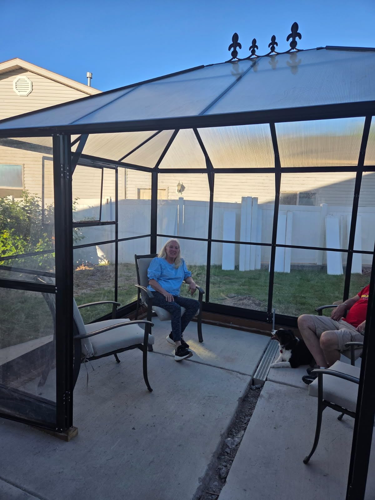 Jocisland 16x12x9.5 FT Polycarbonate Greenhouse- 6 FT Wall Height Outdoor Aluminum Greenhouses with 2 Ventilation and Rain Gutter, Double Doors with Hook, Walk-in Greenhouse for Backyard Garden customer photo 1