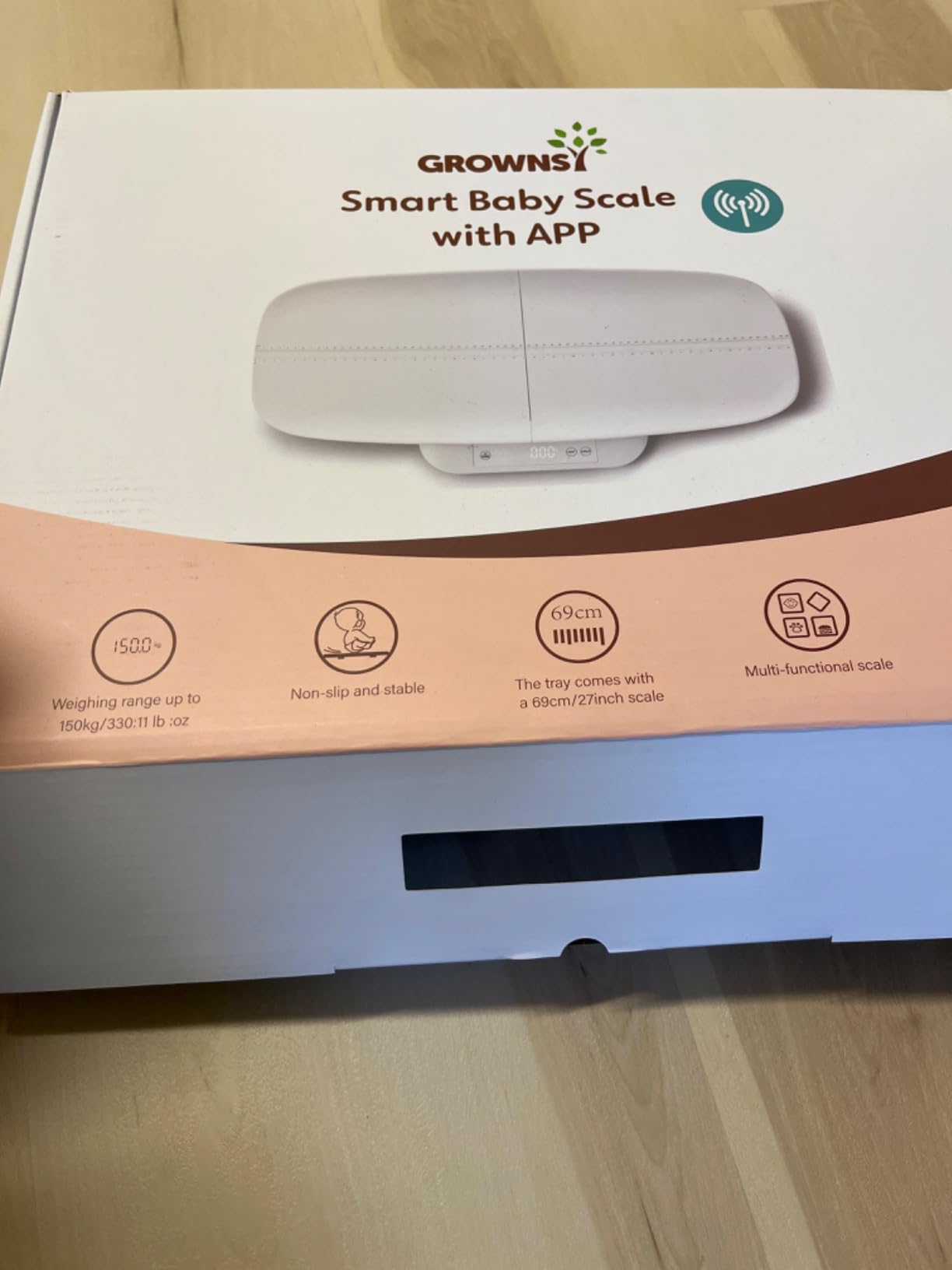 GROWNSY Smart Baby/Pet Scale, Digital Baby Weight Scale with App for Tracking Growth of Infant, Toddler, Puppy, and Cat - Supports Up to 330 lbs, with Hold Function, 27-inch Height Measurement, 5 Units customer photo 1
