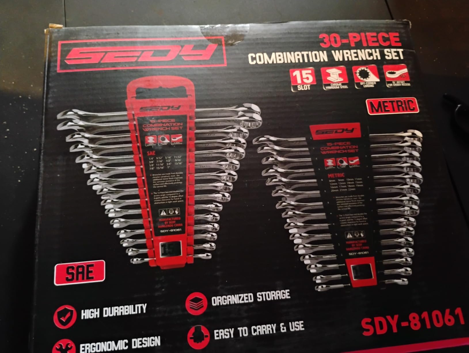 30-Piece Combination Wrench Set - Open End Wrench Set with Organizer Professional 12 Point Wrench Kit Tool for Mechanic Garages Workshops 1/4'' to 1'' & 8-22mm customer photo 1