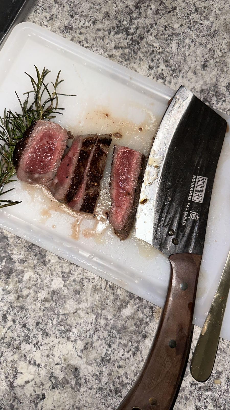 HOSHANHO Butcher Knife Set, Hand Forged Butcher Chef Knife Set with Roll Bag, Sharp Meat Cleaver Knife & Bone Chopper Knives & Fillet Knives for Home & Camping & BBQ Gift with Men customer photo 2