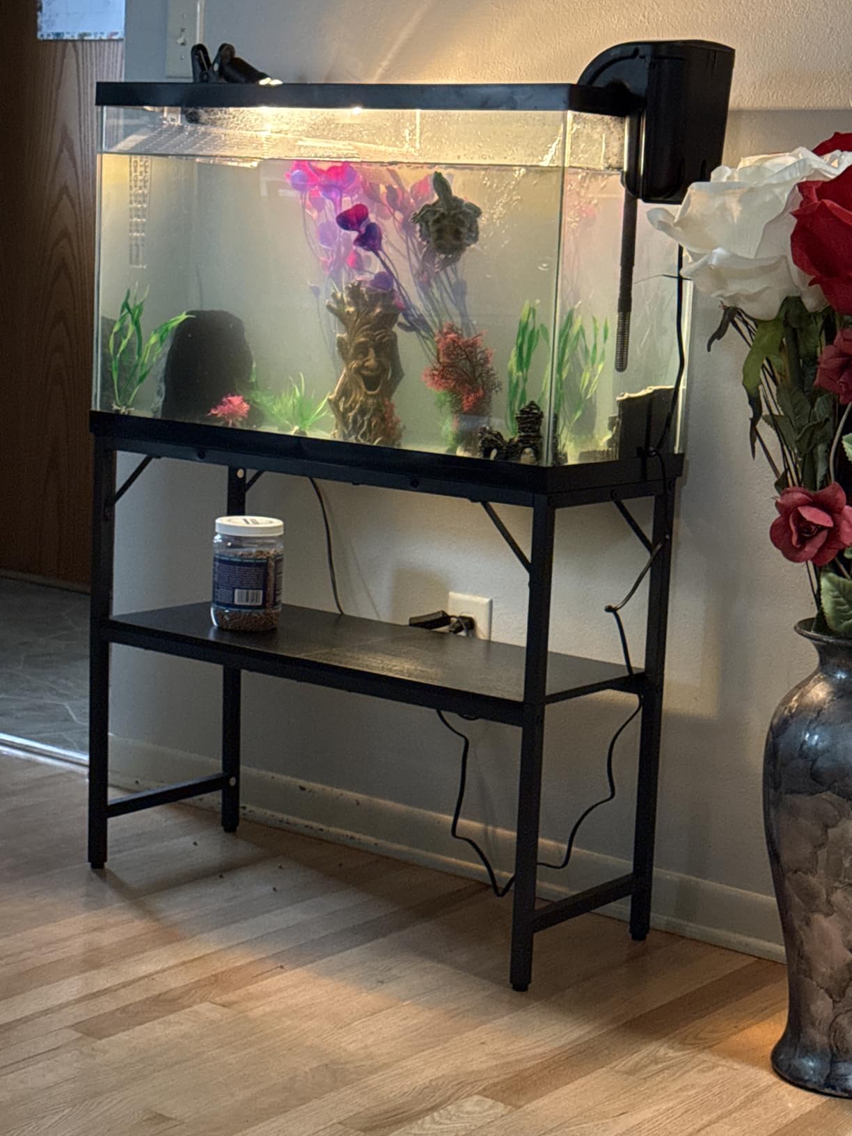MAHANCRIS 30 Gallon Fish Tank Stand, Aquarium Stand with 2-Tier Storage Shelves, Heavy Duty Breeder Turtle Terrarium Stand Rack for Home Office, 30.0