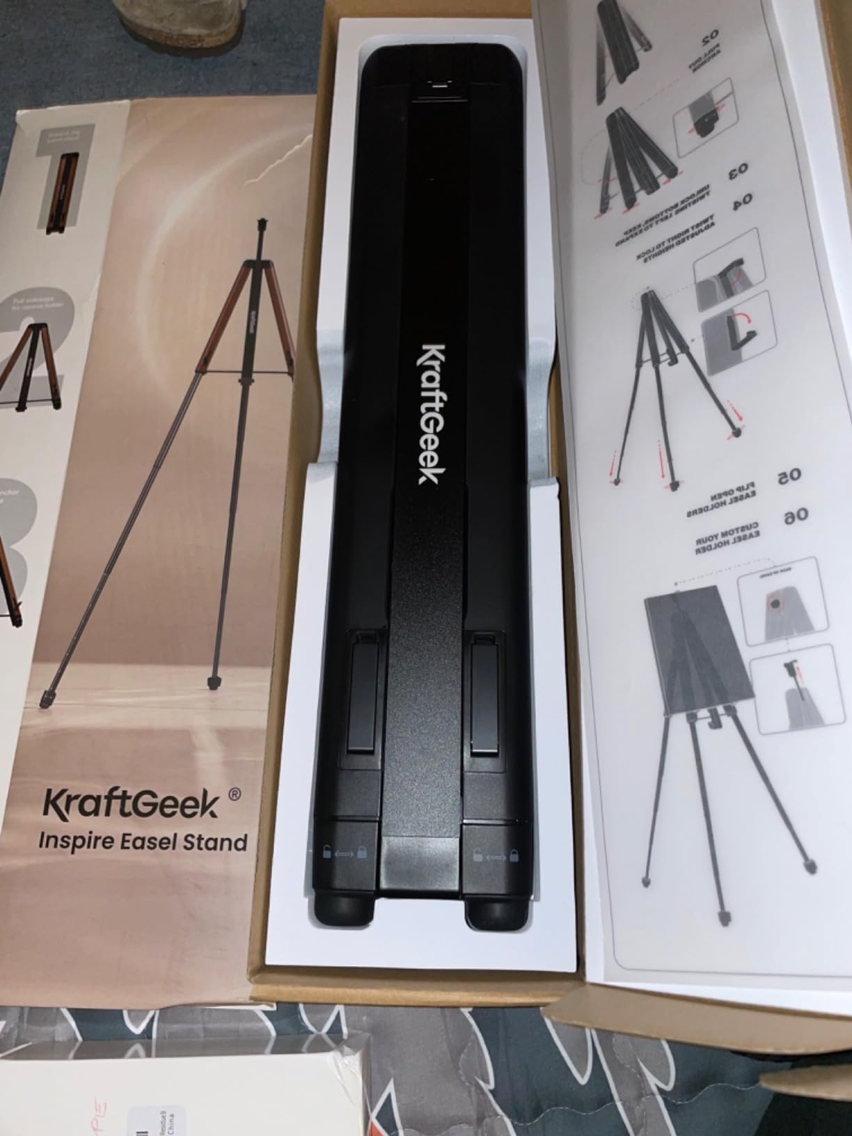 KraftGeek Easel for Painting, 65'' Portable Easel Stand for Adults, Folding Plein Air Easel for Artist, Display Easel Stand with Adjustable Canvas Holder for Wedding & Party Signs, Walnut customer photo 2