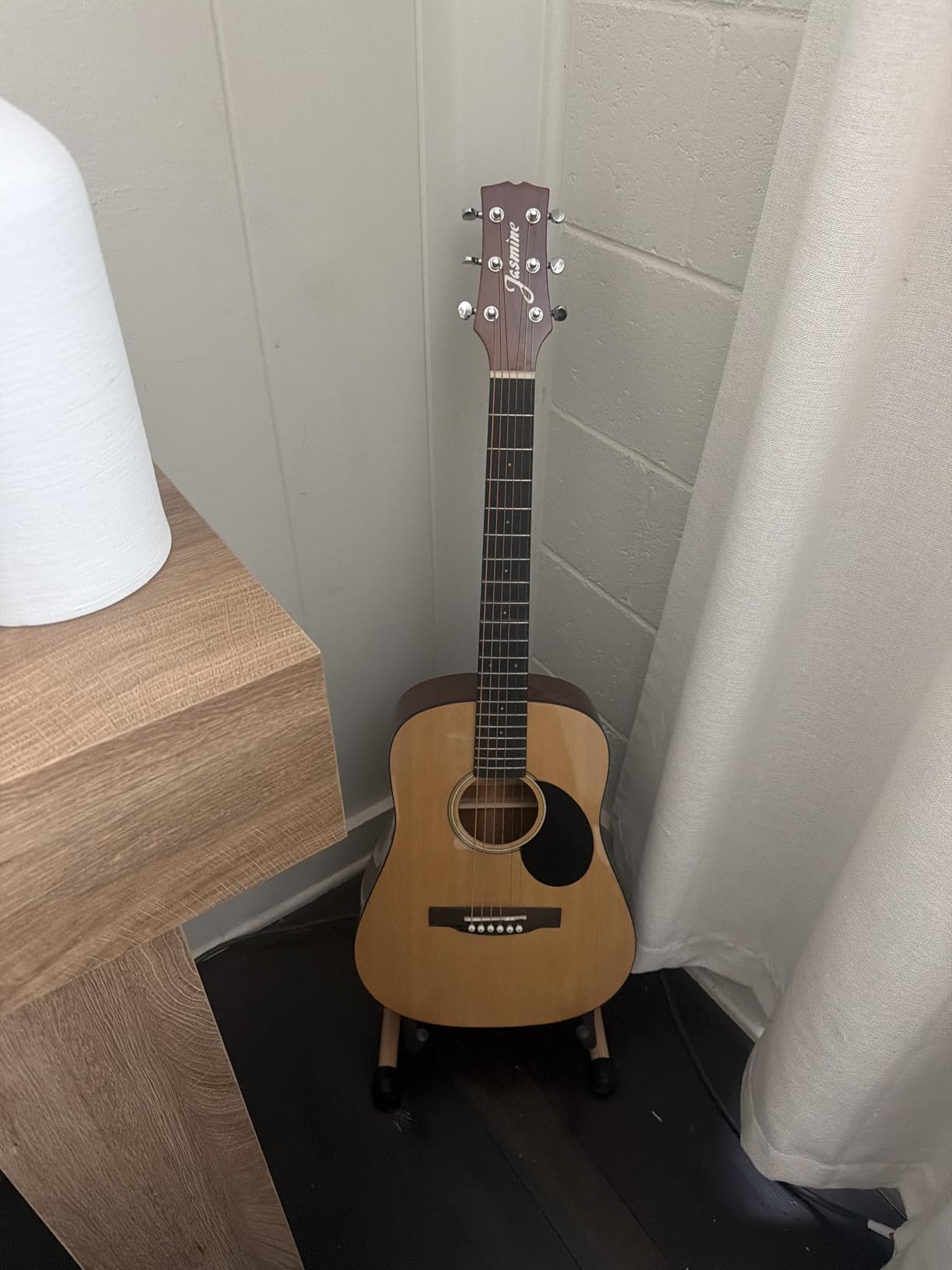 MUSO Guitar Stand,Acoustic Guitar Stand,Wood Classical Electric Guitar Stand,Foldable Bass Guitar Stand,Guitar Accessories also fit Bass,Violin,Ukulele(Zebra Color) customer photo 1