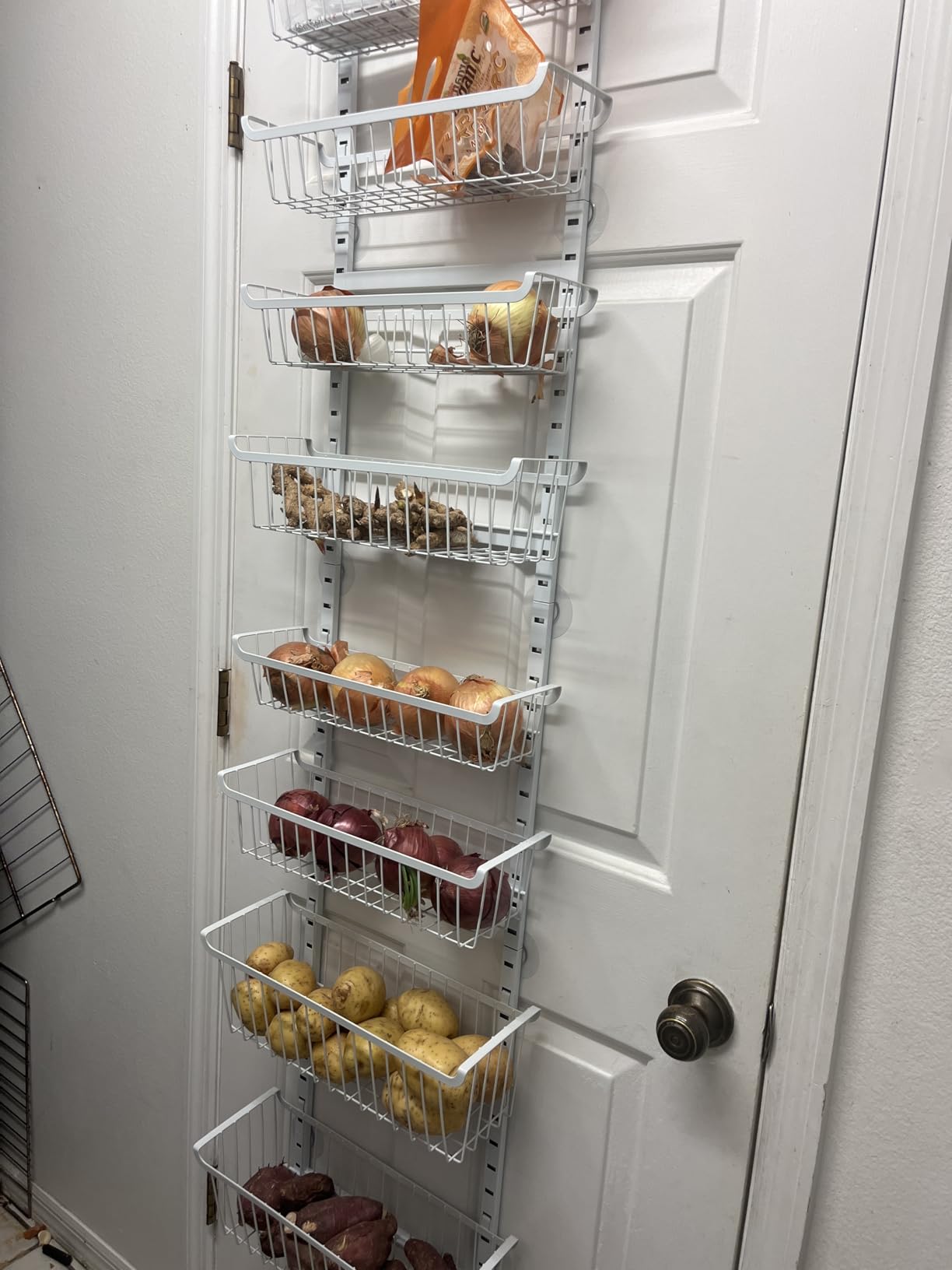 Over The Door Pantry Organizer, 8-Tier Over The Door Organizer with Adjustable Baskets, Metal Hanging Spice Rack for Pantry Organizers and Storage, Suitable for Kitchen Laundry Room & Bathroom, White customer photo 1