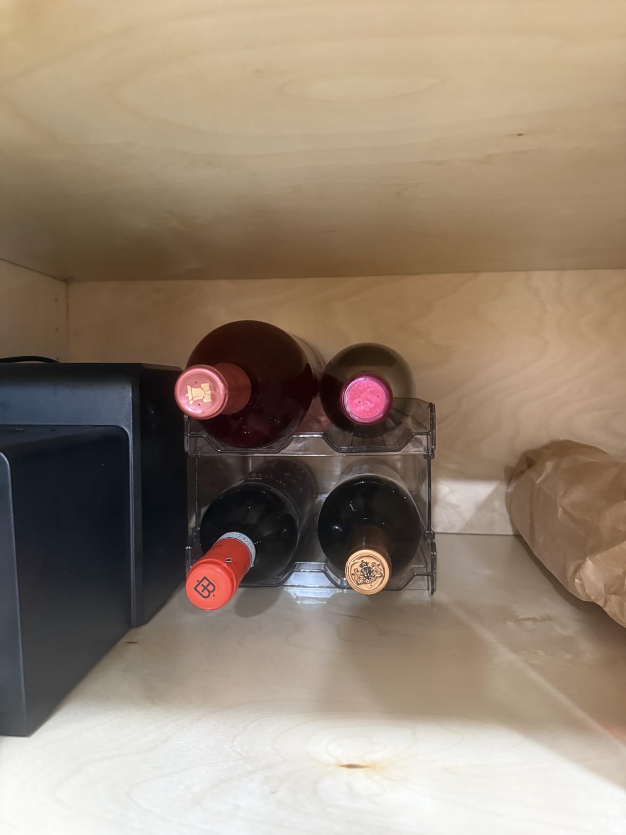 Lifewit Plastic Stackable Wine Rack for Refrigerator, Cabinet, Countertop, Wine Bottle Holder, Water Bottle Organizer for Fridge, Pantry, Hold 12 Bottles customer photo 1