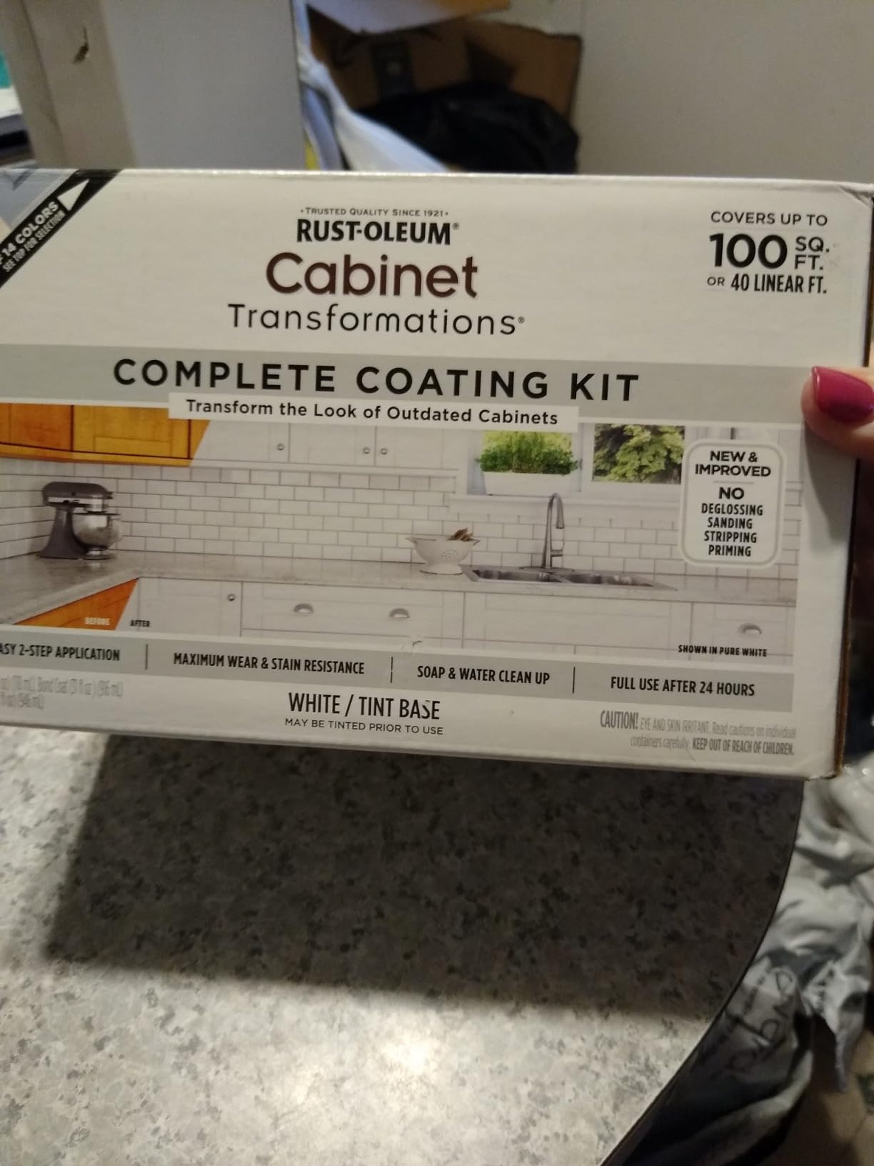 Rust-Oleum 392915 Cabinet Transformations Complete Coating Kit, Quart, Satin Pure White customer photo 1