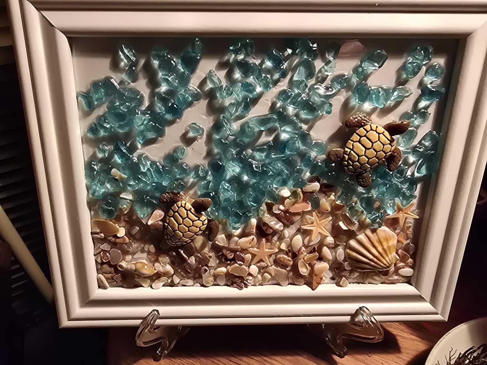 Sea Glass Art Kits, 2024 New Sea Glasss Resin Art Kits for Adults, DIY Mosaic Glass Kits, Mosaic Kits for Adults Resin Beach Art Kit for Home Decoration, Bookshelf, Office, Windowsill (G) customer photo 1