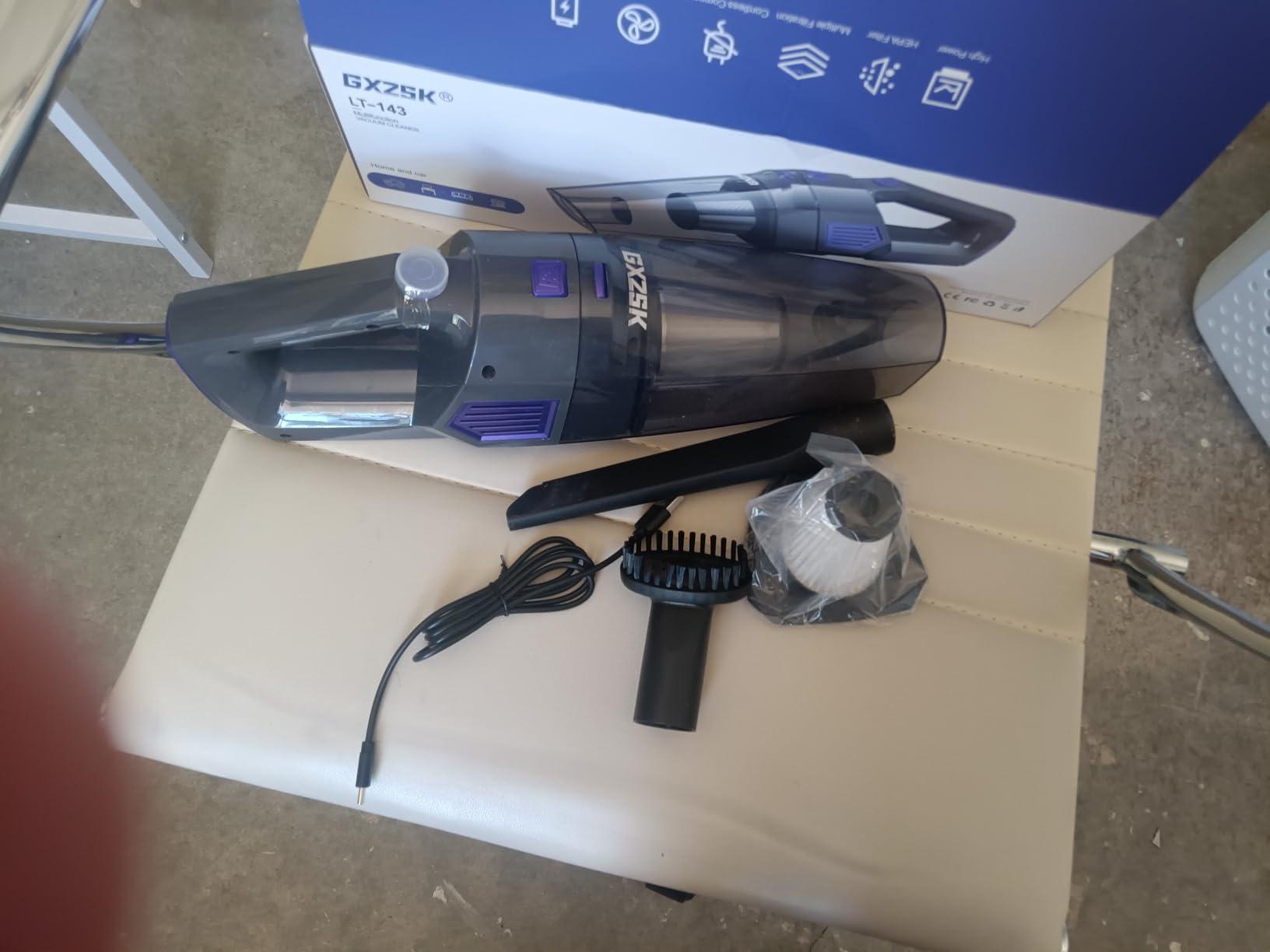 Gxzsk Handheld Vacuum Cordless, 15000PA Strong Suction Hand Held Car Vacuum Cleaner Rechargeable, Portable Hand Vacuum with Multi-Nozzles & Washable Filter for Home Office, Car, Pets customer photo 1