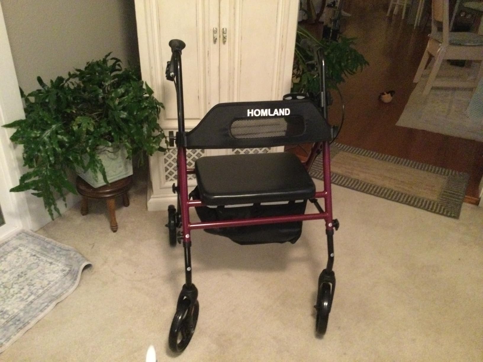 HOMLAND Foldable Rollator Walkers with Seat for Seniors, 8'' Big Wheels, 350 lb. Weight Capacity, Adjustable Handles and Seat Height, Lightweight Rolling Walker, Red customer photo 1