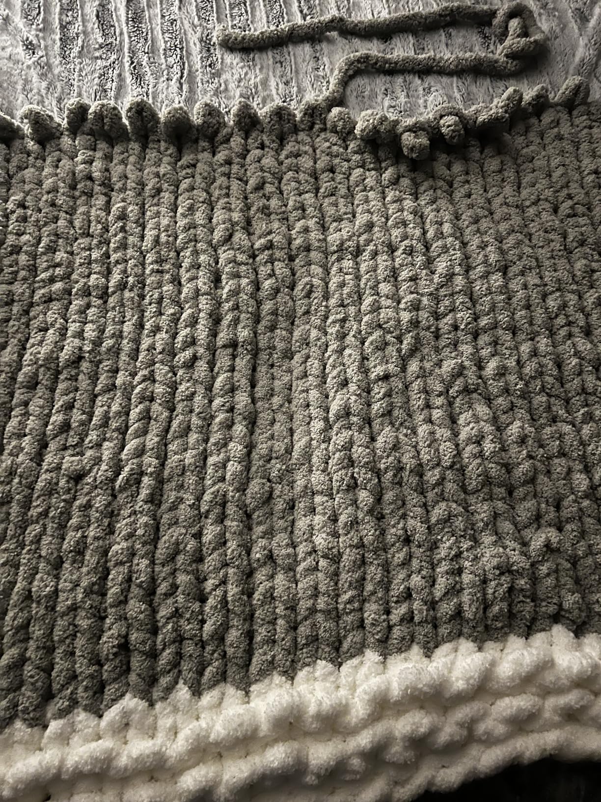 Chunky Yarn for Hand Knitting - #10 Chunky Chenille Yarn, Jumbo Big Thick Chunky Yarns for Crocheting, Super Bulky Chunky Knit Blanket Yarns, 8 Skein (25 yds 8 oz Each Skein), Cream customer photo 1