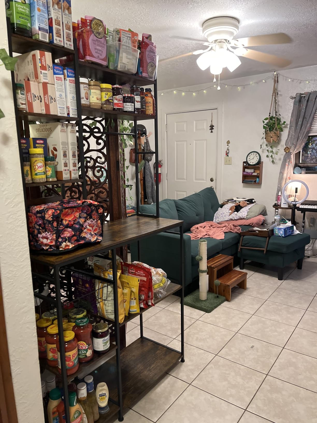 SNTD Baker Rack with Power Outlet - Microwave Stand with Storage, Large Coffee Bar Station with 14 Hooks customer photo 1