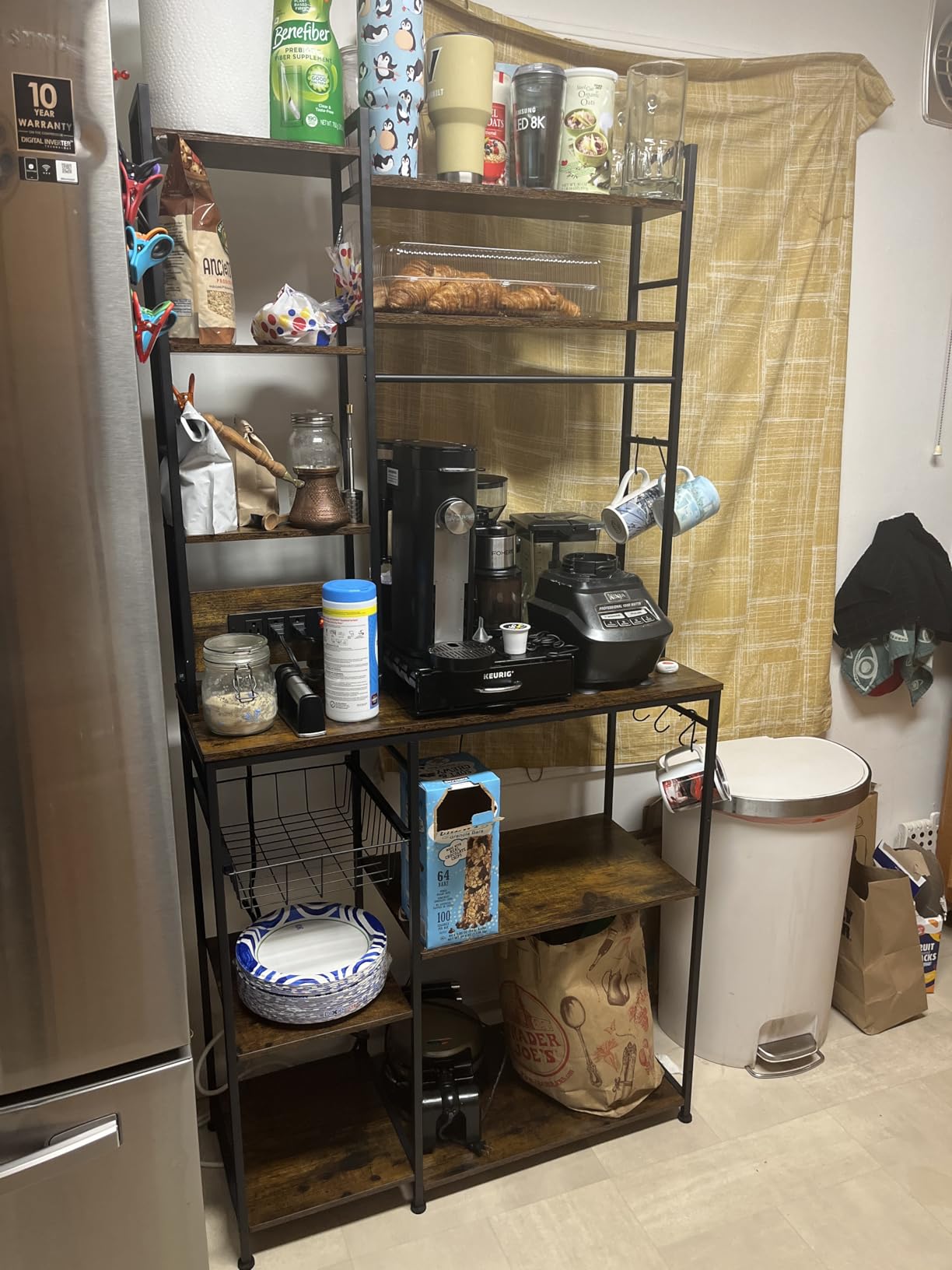 SNTD Baker Rack with Power Outlet - Microwave Stand with Storage, Large Coffee Bar Station with 14 Hooks customer photo 2
