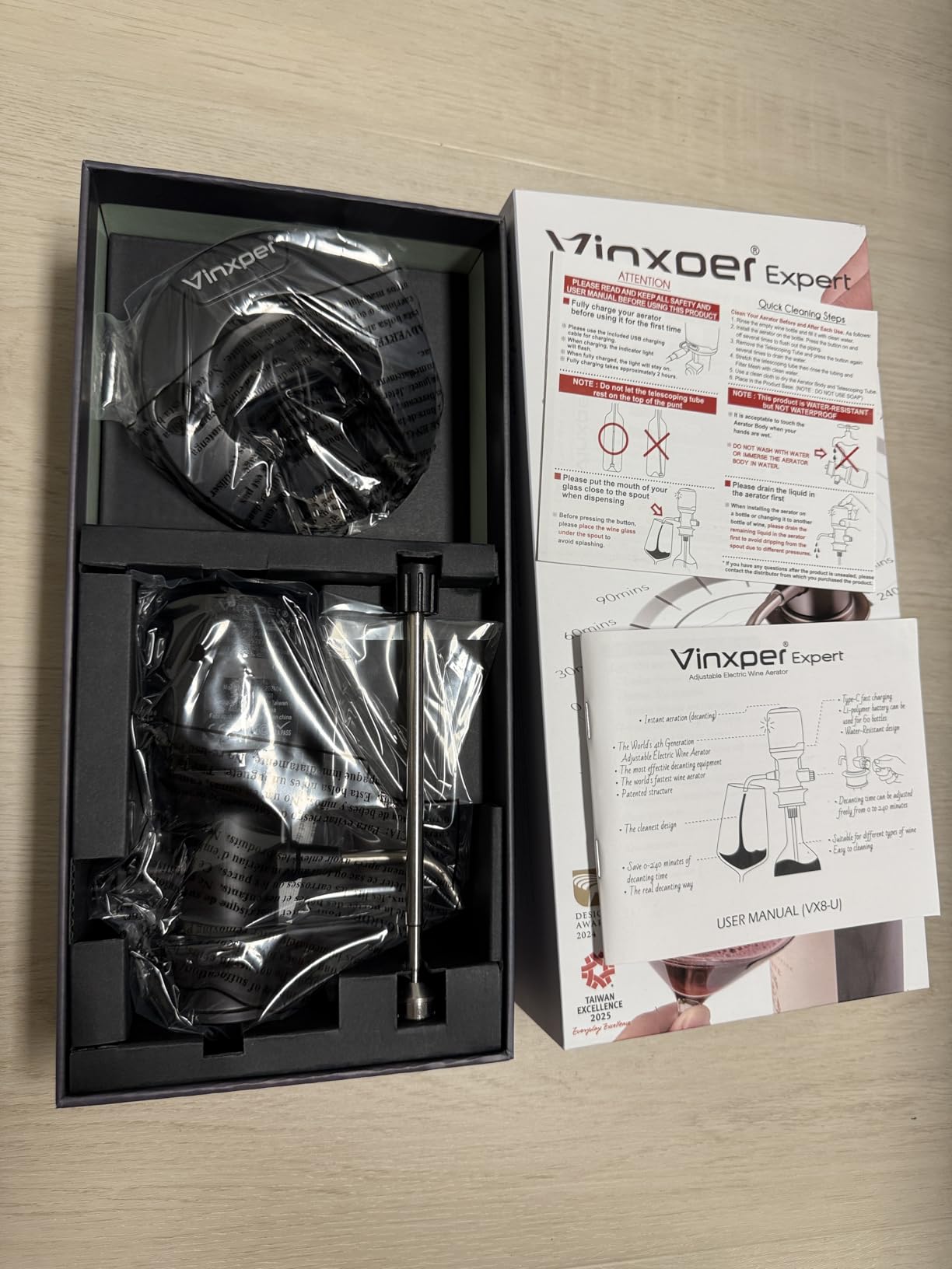 Expert Adjustable Electric Wine Aerator - Instant 240-Min Precision Decanting, Rechargeable & No-Drip Design, One-Touch Operation for 99% Wines & Spirits customer photo 1