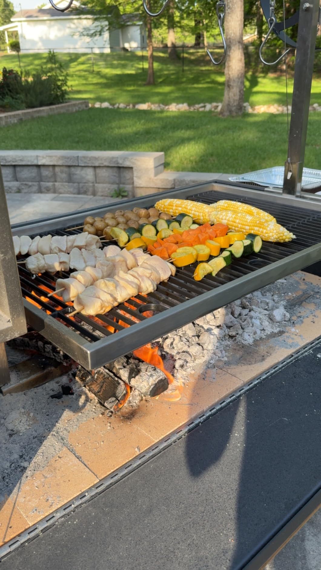 Backyard Discovery Argentine Santa Maria Heritage Wood Fire & Charcoal BBQ Grill with Adjustable Grill Grates, Fire Bricks, Heavy-Duty Steel, S-Hooks, Acacia Wood Table for Outdoor Gaucho Grilling customer photo 2