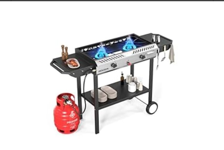 ROVSUN 2 Burner Outdoor Propane Gas Stove with Auto-ignition, Regulator & Shelf, 150,000 BTU customer photo 1