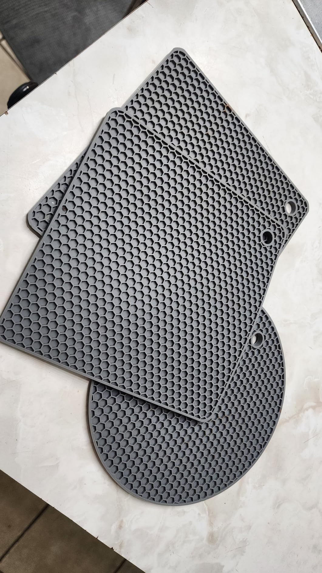 Silicone Trivet Mats 4 Heat Resistant Pot Holders Multipurpose Non-Slip Hot Pads for Kitchen Potholders, Drying mat, Jar Opener, Spoon Holder, Coaster.(Dark Grey) customer photo 2