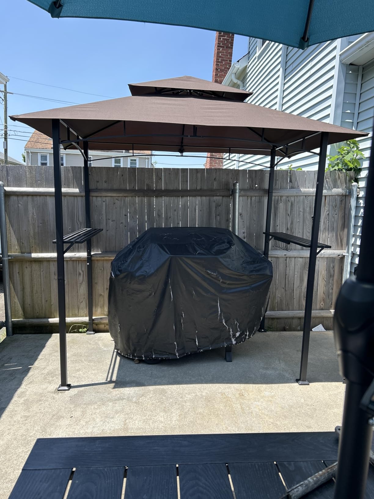 SUNCROWN Outdoor Grill Gazebo 8 x 5, Patio Double Tiered BBQ Canopy w/Air Vent, Gazebo Canopy with 8 Hook Tools for Barbecue Picnic Garden, Backyard, Poolside -Brown customer photo 1