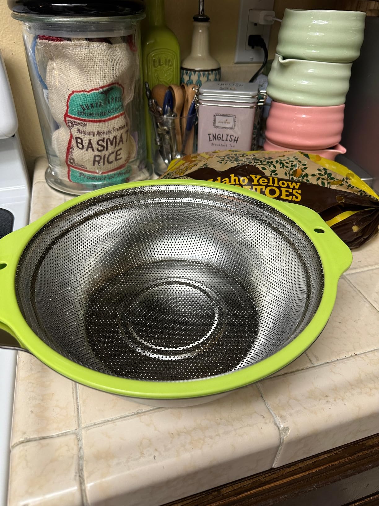 Colander Stainless Steel Microporous, 2QT Rice Strainer with Mixing Bowl, Rice Washer Bowl Set with Handle customer photo 2