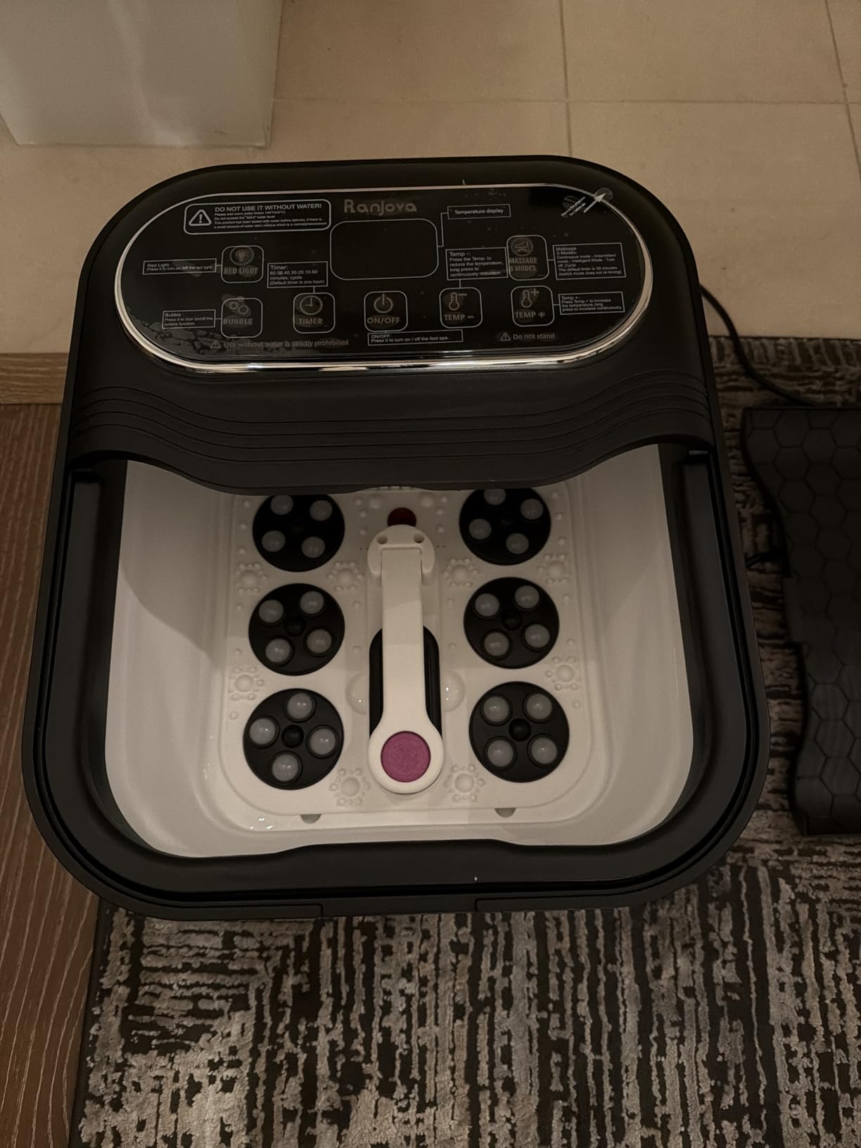 Ranjova Collapsible Foot Spa Electric Rotary Massage, Foot Bath with Heat, Bubble,Temp Control, and 24 Motorized Shiatsu Massage Balls, Pedicure Foot Spa Tub for Stress Relief (Black) customer photo 1