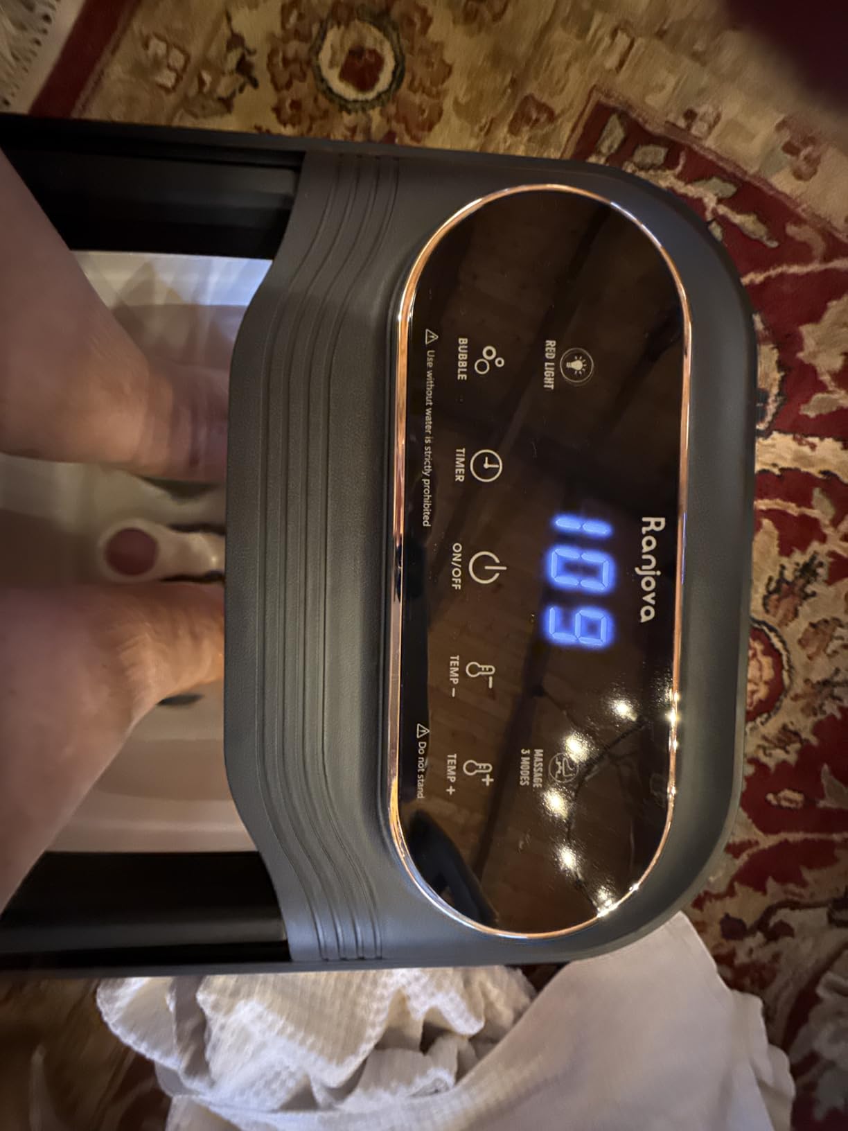 Ranjova Collapsible Foot Spa Electric Rotary Massage, Foot Bath with Heat, Bubble,Temp Control, and 24 Motorized Shiatsu Massage Balls, Pedicure Foot Spa Tub for Stress Relief (Black) customer photo 2