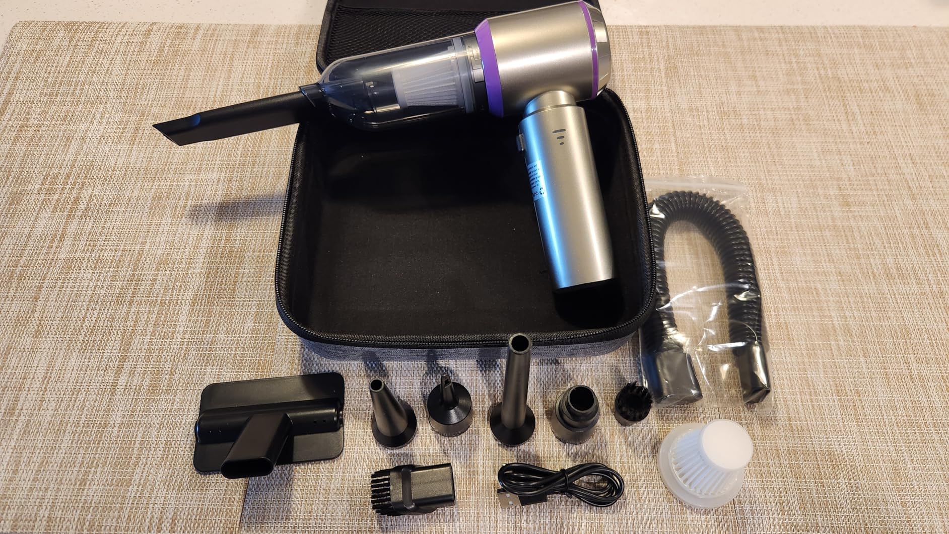 Vacuum/Air Duster 80,000RPM Super Power Mini Car Vacuum Cleaner 4-in-1 air Blower Gun Air Duster & Air Blower & Pump Hand Electric air Duster Handheld dust Blower Blower Cordless (Purple) customer photo 1