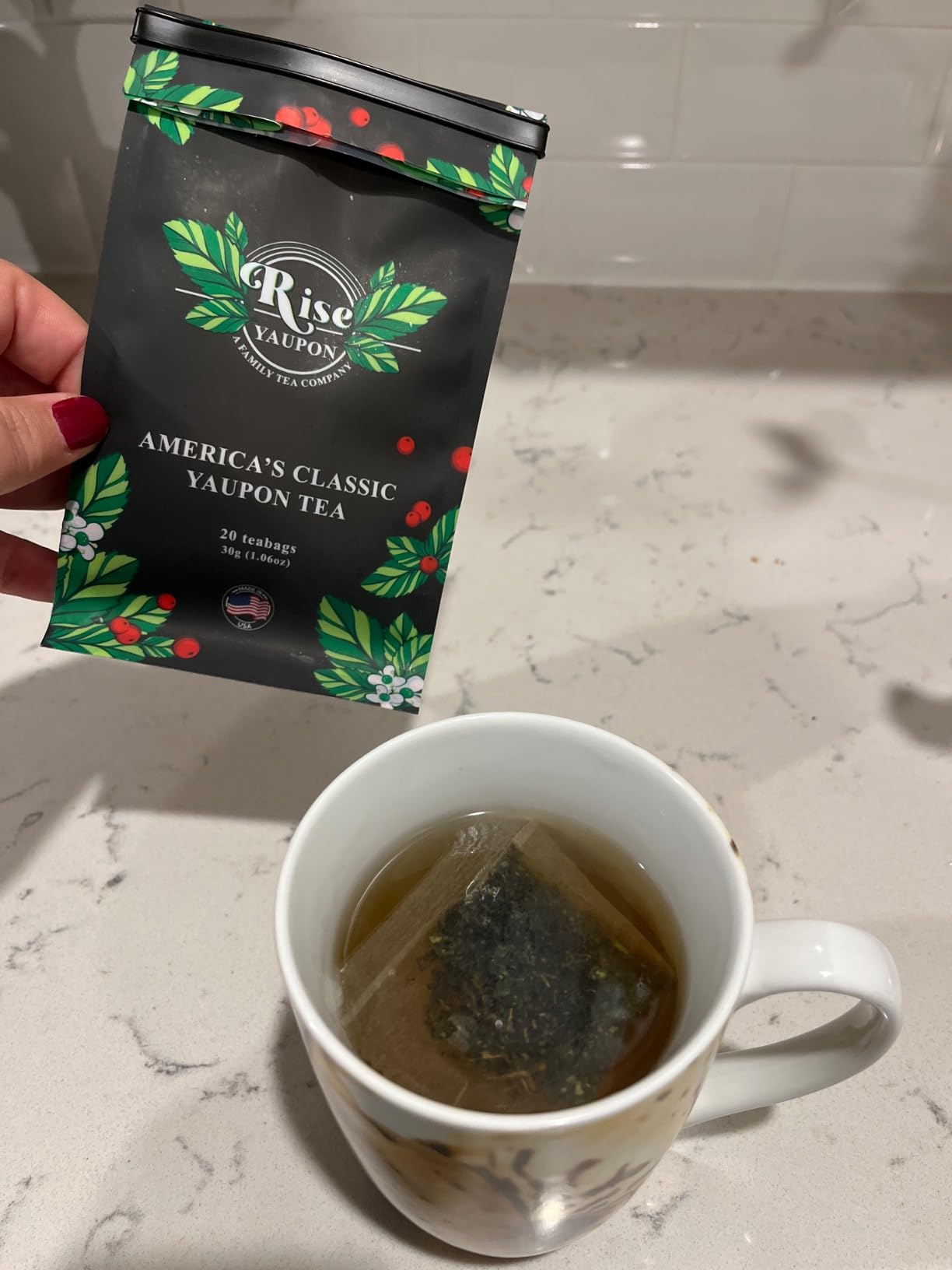 Rise Yaupon America's Classic Yaupon Holly Tea, 20 Tea Bags - Naturally Caffeinated, Never Bitter customer photo 2