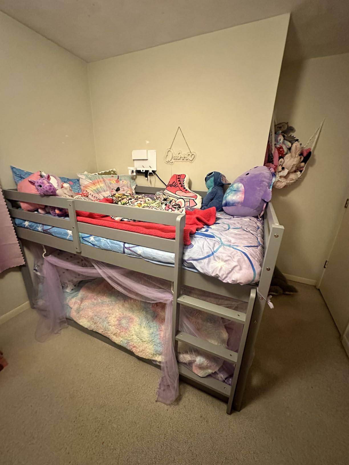 TOLEAD Low Bunk Bed Twin Over Twin, Floor Bunk Bed with Ladder, Twin Bunk Bed with Full Guardrails, Wooden Bunk Bed for Juniors, Boys, Girls, Kids, Bedrooms (Natural) customer photo 2