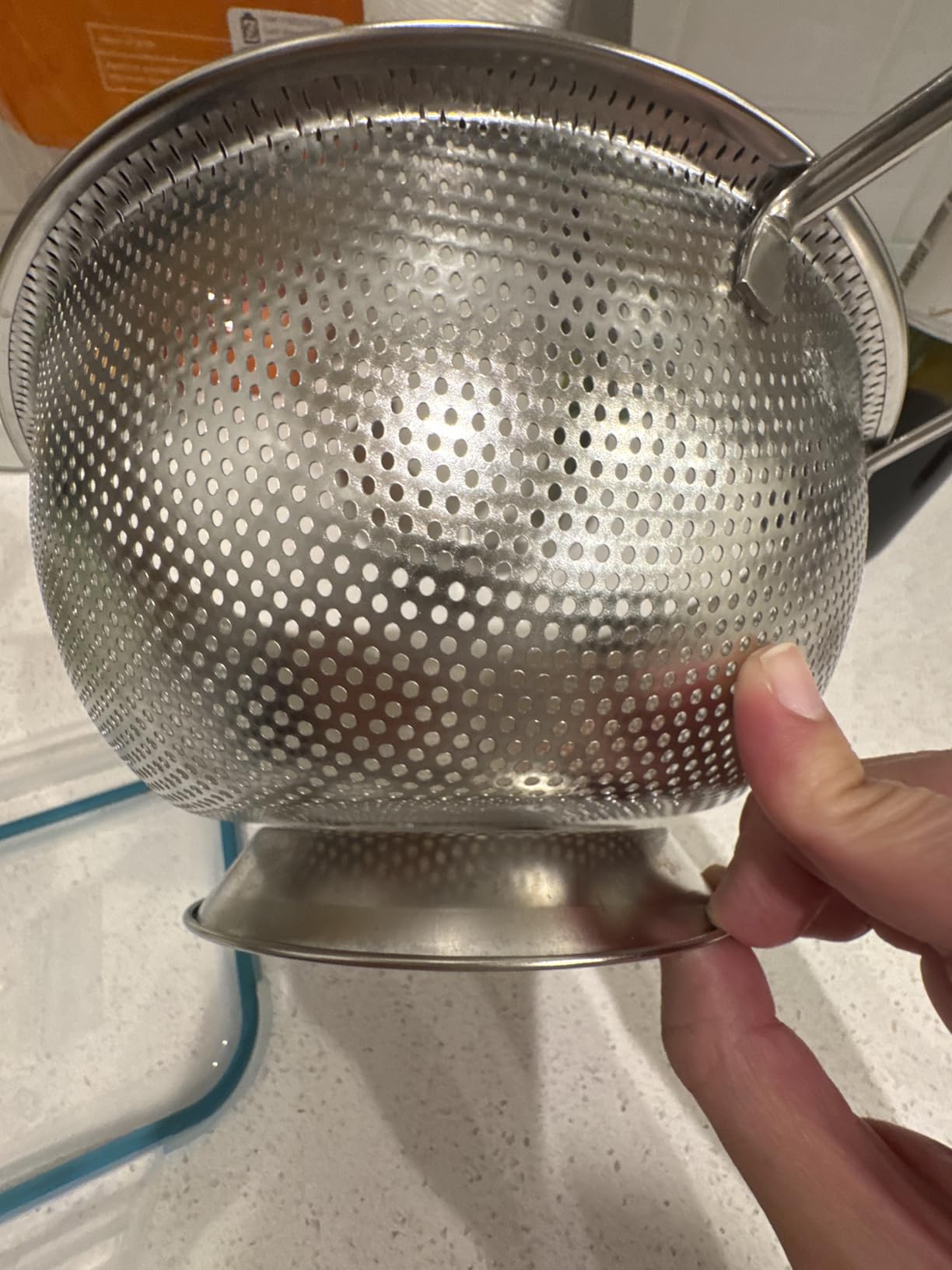 PriorityChef Premium Stainless Steel Colander for Kitchen, Durable Rice and Pasta Strainer with Handle, Rust-Resistant & Dishwasher Safe, 3 Qt customer photo 1