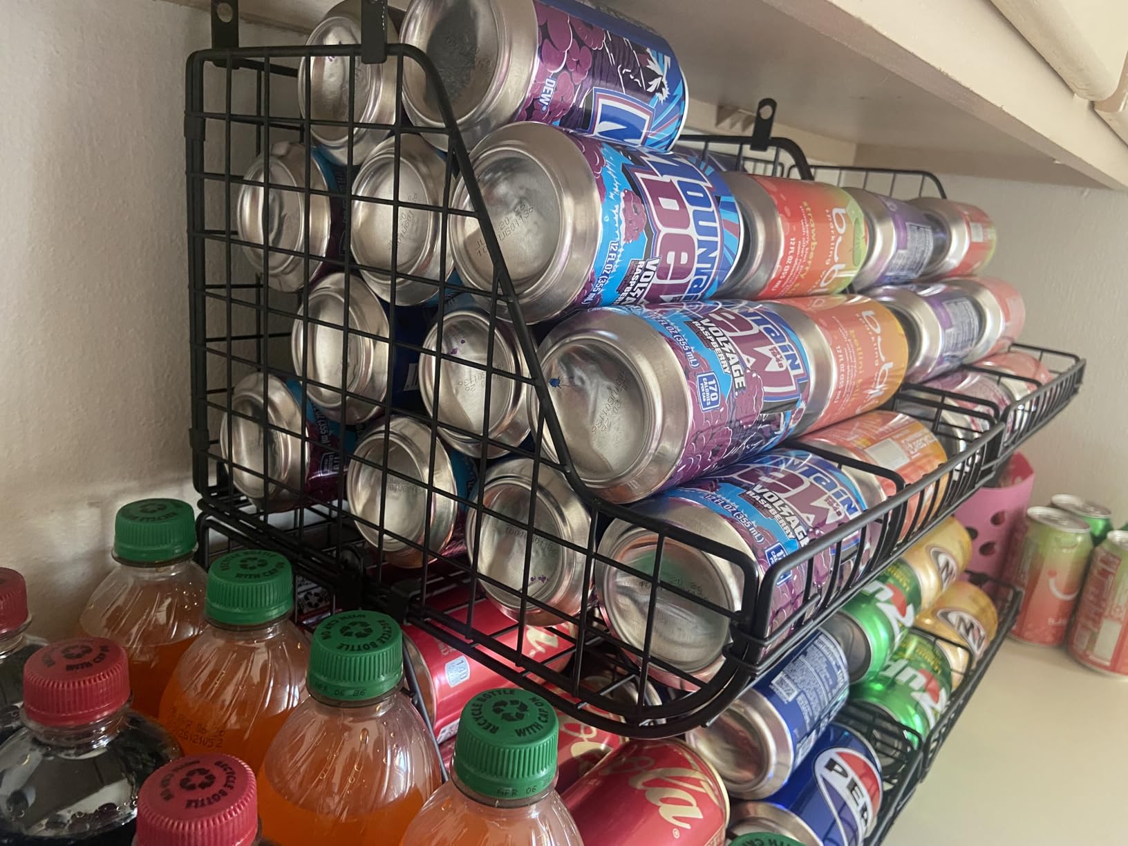 Stackable Soda Can Organizer Stores Up to 72 Cans, 4-Pack Can Storage Organizer for Pantry Shelves, 4-Tier Kitchen Can Holders with 4 Adjustable Dividers, Wire Drink Organizer for Pantry Cabinet Shelf customer photo 2