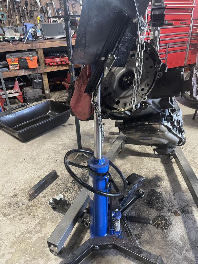 LARBANKE Hydraulic Transmission Jack with 2 Stage Hydraulic Ram, 1322lbs Capacity with Foot Pedal, 33.4