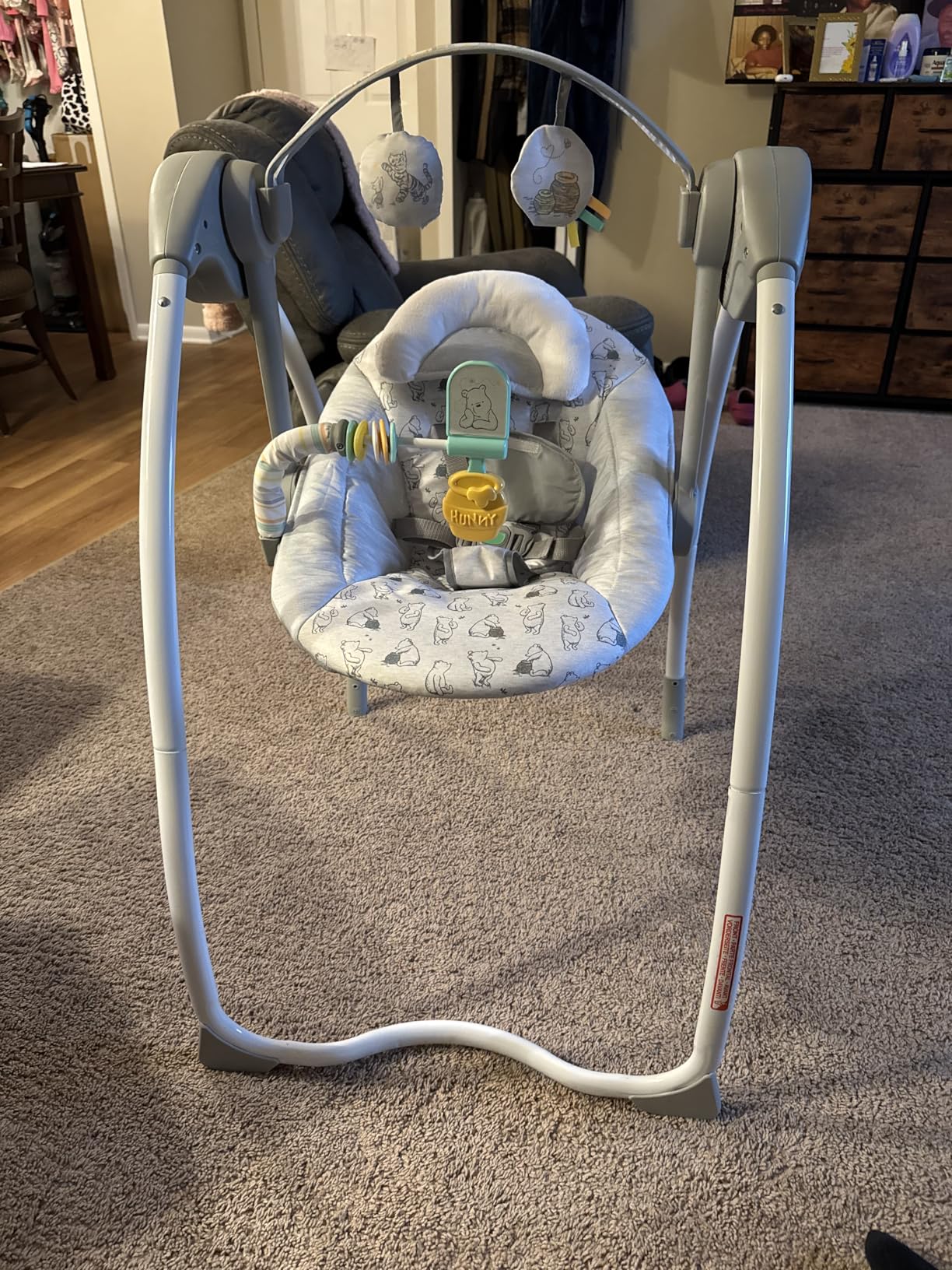 Bright Starts Disney Baby Winnie The Pooh Milestone Swing, Classic Pals, Foldable Design with Toys & Melodies, Unisex, Newborn+ (6-20 lbs) customer photo 1